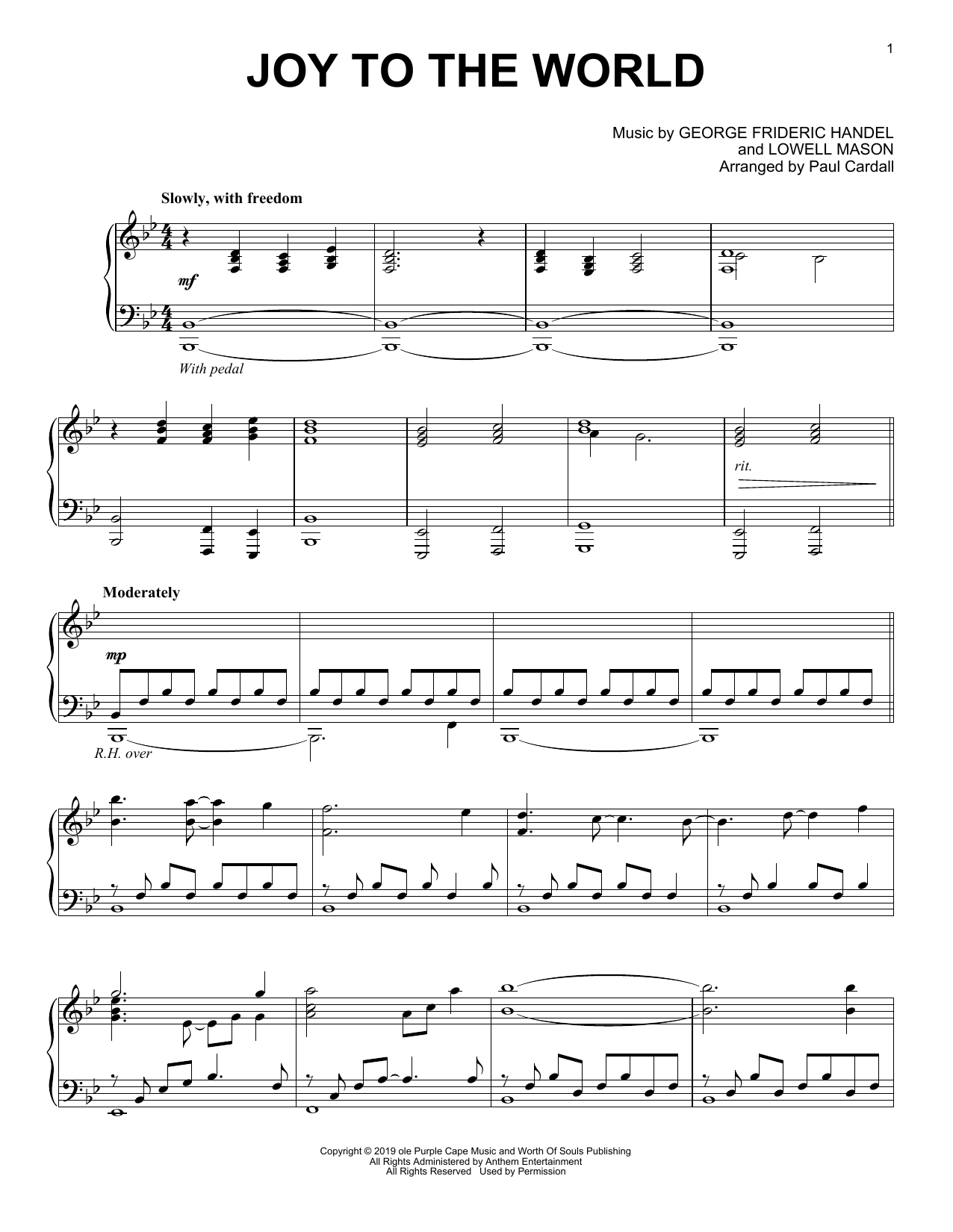 George Frideric Handel Joy To The World (arr. Paul Cardall) Sheet Music Notes & Chords for Piano Solo - Download or Print PDF