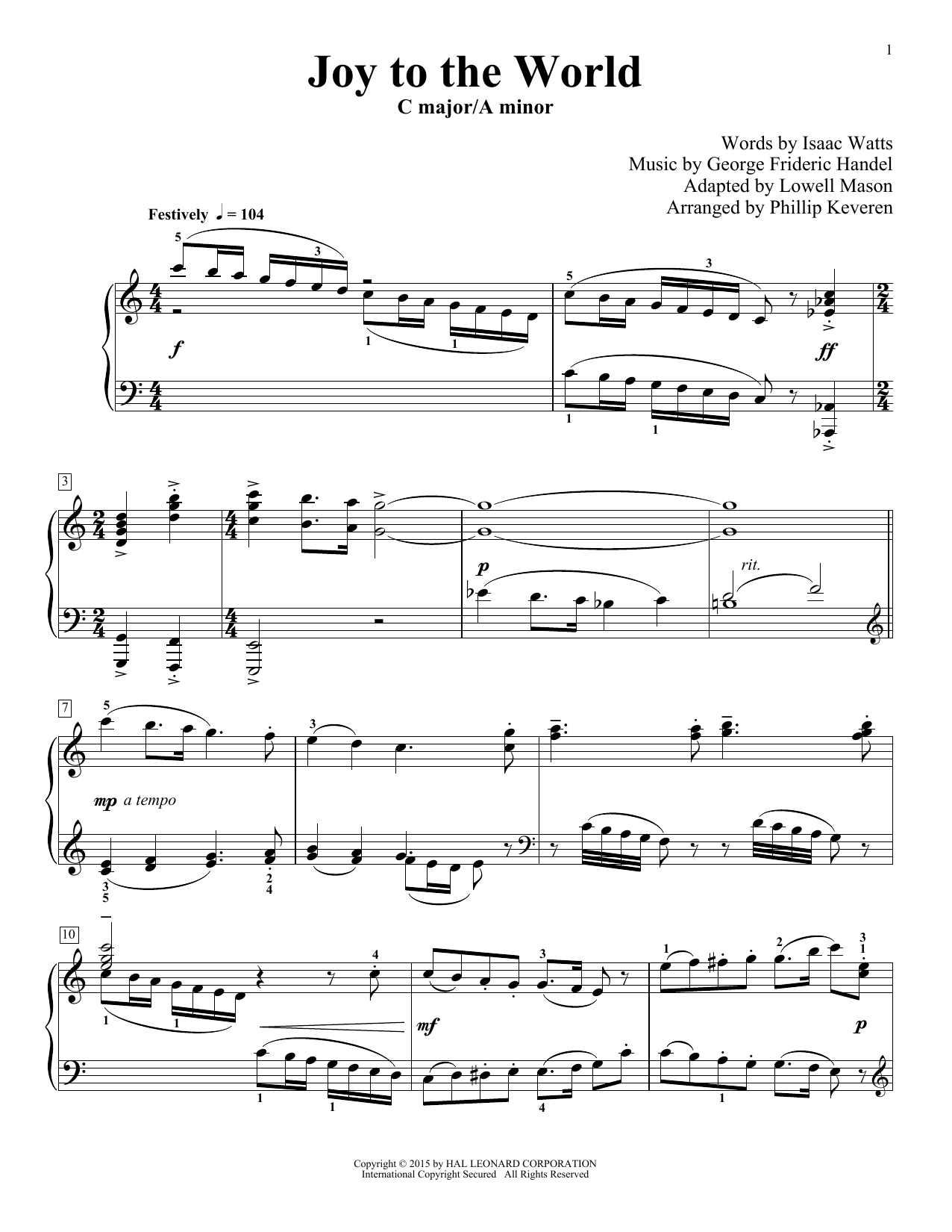 Phillip Keveren Joy To The World Sheet Music Notes & Chords for Piano - Download or Print PDF