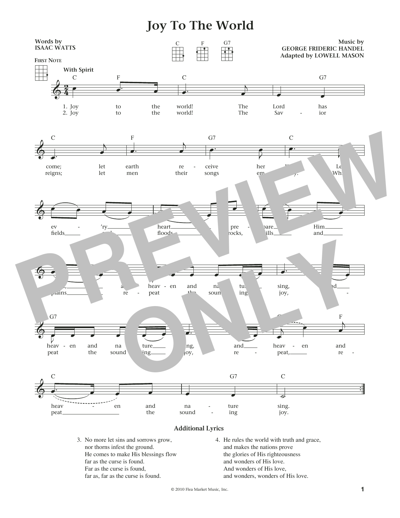 George Frideric Handel Joy To The World (from The Daily Ukulele) (arr. Liz and Jim Beloff) Sheet Music Notes & Chords for Ukulele - Download or Print PDF