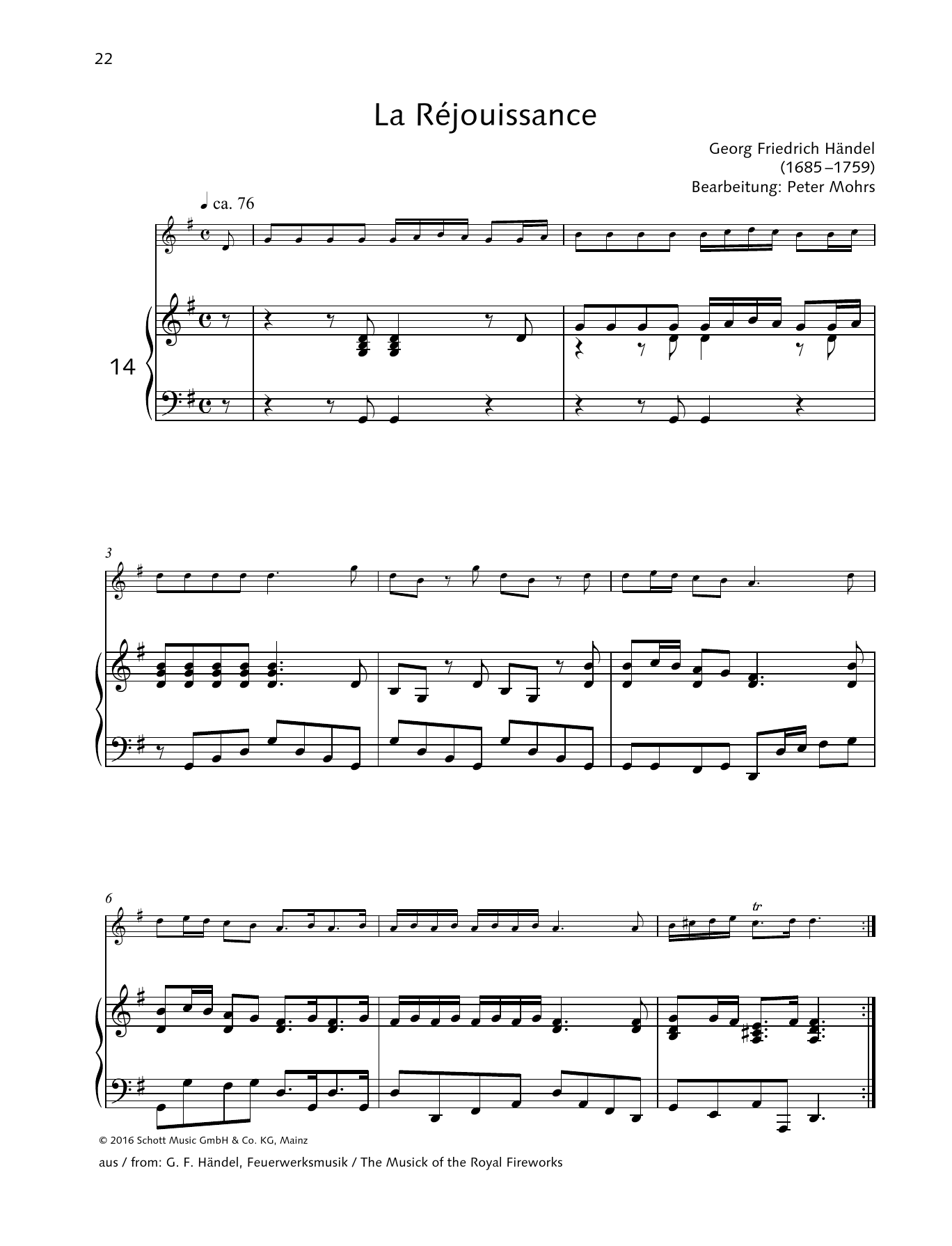 George Frideric Handel La Rejouissance Sheet Music Notes & Chords for Woodwind Solo - Download or Print PDF