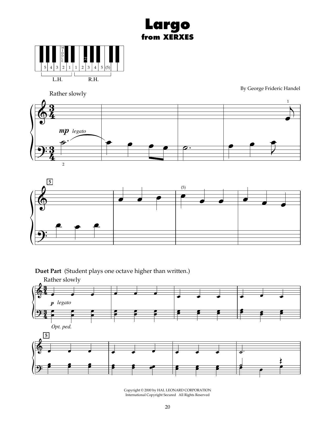 George Frideric Handel Largo (arr. Carol Klose) Sheet Music Notes & Chords for 5-Finger Piano - Download or Print PDF