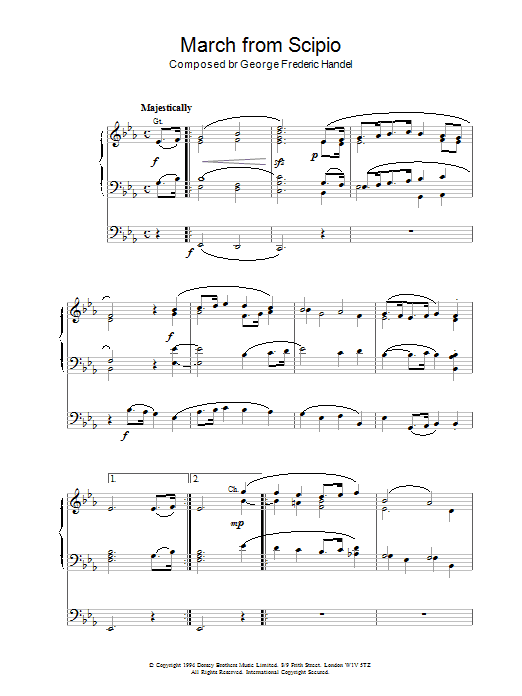 George Frideric Handel March from Scipio Sheet Music Notes & Chords for Organ - Download or Print PDF