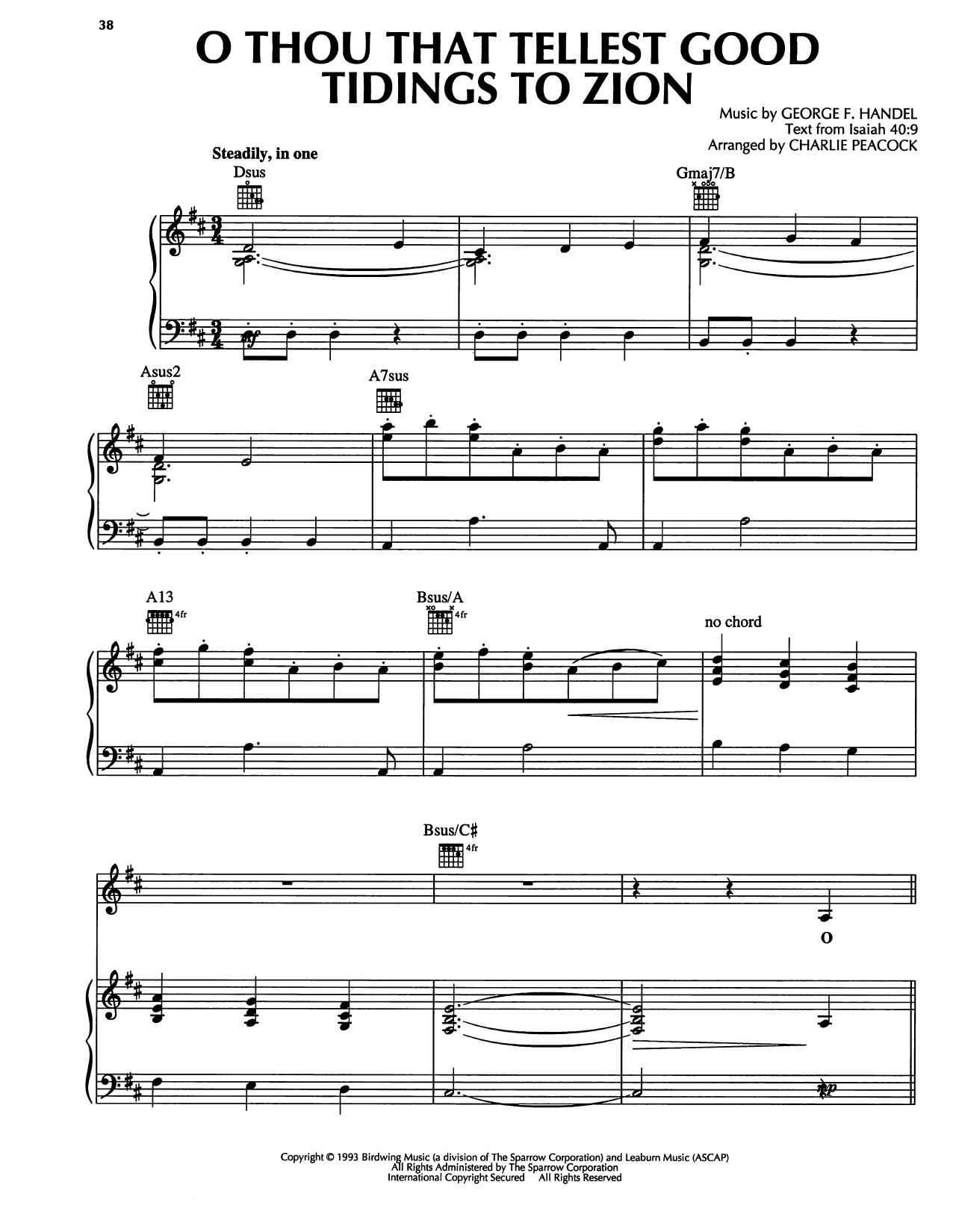 George Frideric Handel O Thou That Tellest Good Tidings To Zion Sheet Music Notes & Chords for Piano, Vocal & Guitar Chords (Right-Hand Melody) - Download or Print PDF George Frideric Handel O Thou That Tellest Good Tidings To Zion Sheet Music Notes & Chords for Piano, Vocal & Guitar Chords (Right-Hand Melody) - Download or Print PDF