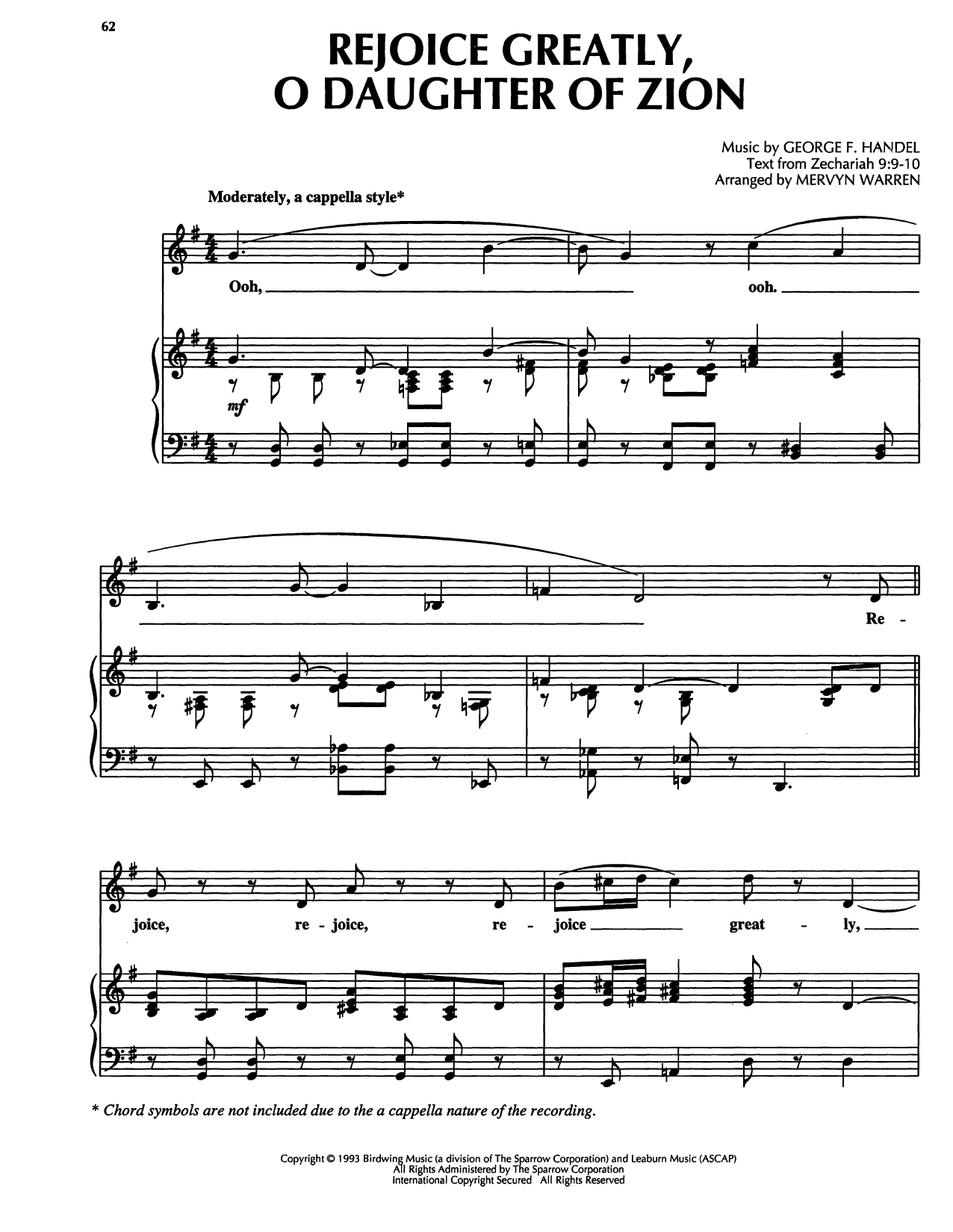 George Frideric Handel Rejoice Greatly, O Daughter Of Zion Sheet Music Notes & Chords for Piano, Vocal & Guitar Chords (Right-Hand Melody) - Download or Print PDF George Frideric Handel Rejoice Greatly, O Daughter Of Zion Sheet Music Notes & Chords for Piano, Vocal & Guitar Chords (Right-Hand Melody) - Download or Print PDF