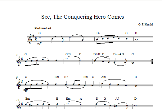 George Frideric Handel See The Conquering Hero Comes Sheet Music Notes & Chords for Beginner Piano - Download or Print PDF