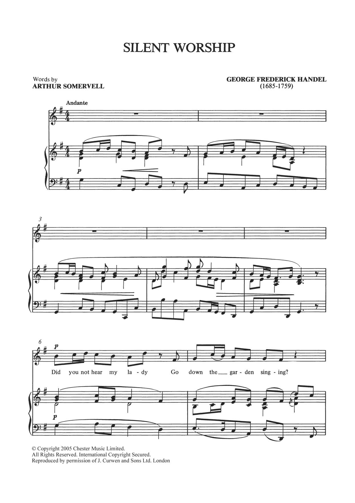 George Frideric Handel Silent Worship (from Tolmeo HWV25) Sheet Music Notes & Chords for Piano & Vocal - Download or Print PDF