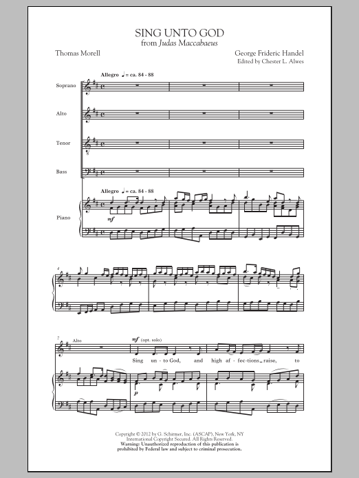 George Frideric Handel Sing Unto God Sheet Music Notes & Chords for SATB - Download or Print PDF