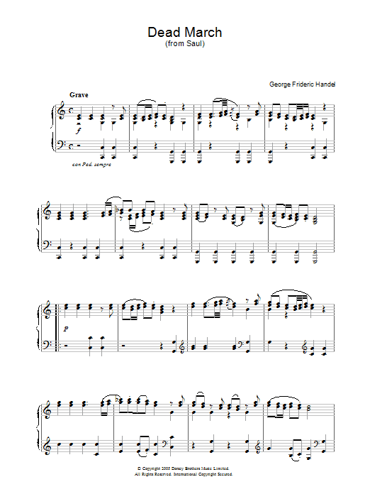 George Frideric Handel Dead March (from Saul) Sheet Music Notes & Chords for Piano - Download or Print PDF