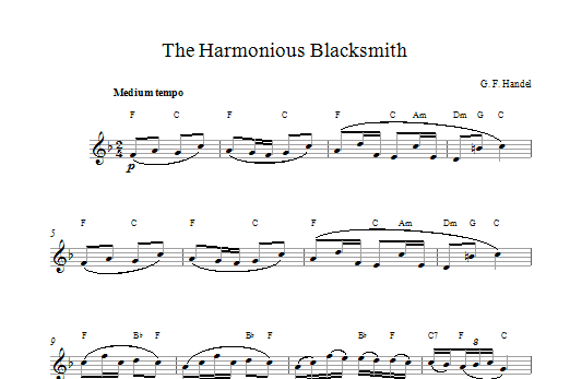 George Frideric Handel The Harmonious Blacksmith Sheet Music Notes & Chords for Clarinet - Download or Print PDF