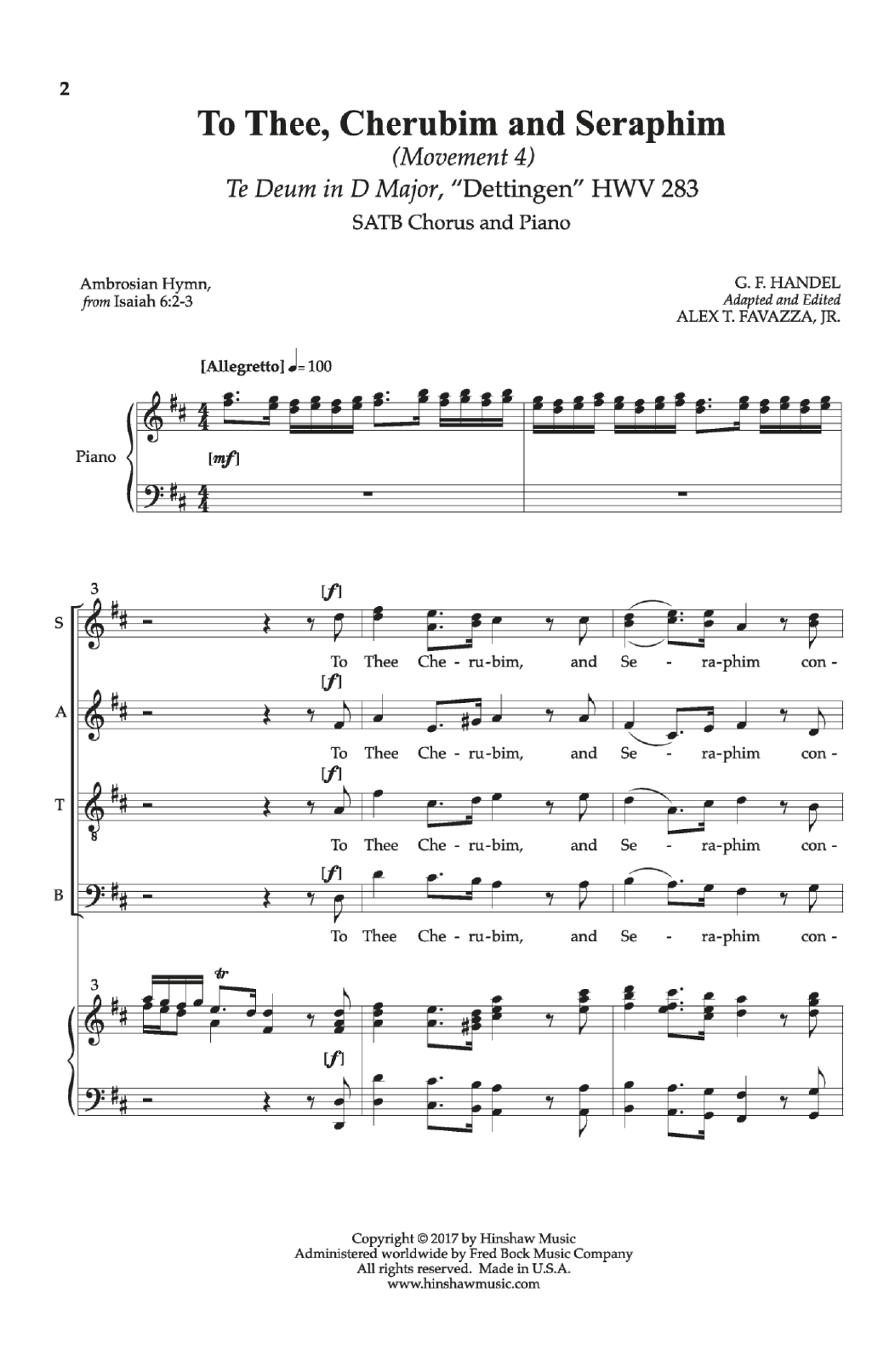George Frideric Handel To Thee, Cherubim And Seraphim Sheet Music Notes & Chords for Choral - Download or Print PDF