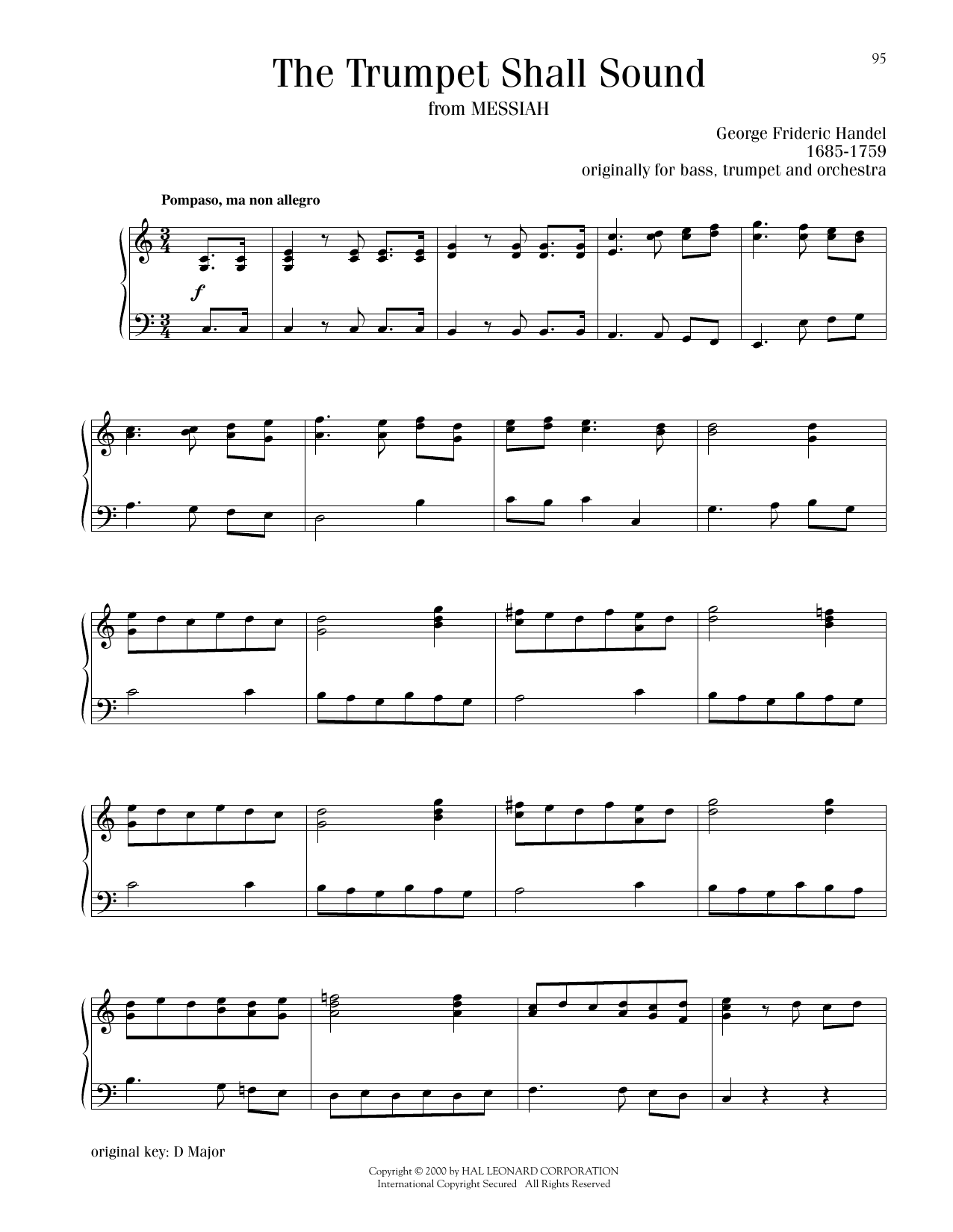 George Frideric Handel Trumpet Shall Sound Sheet Music Notes & Chords for Piano Solo - Download or Print PDF