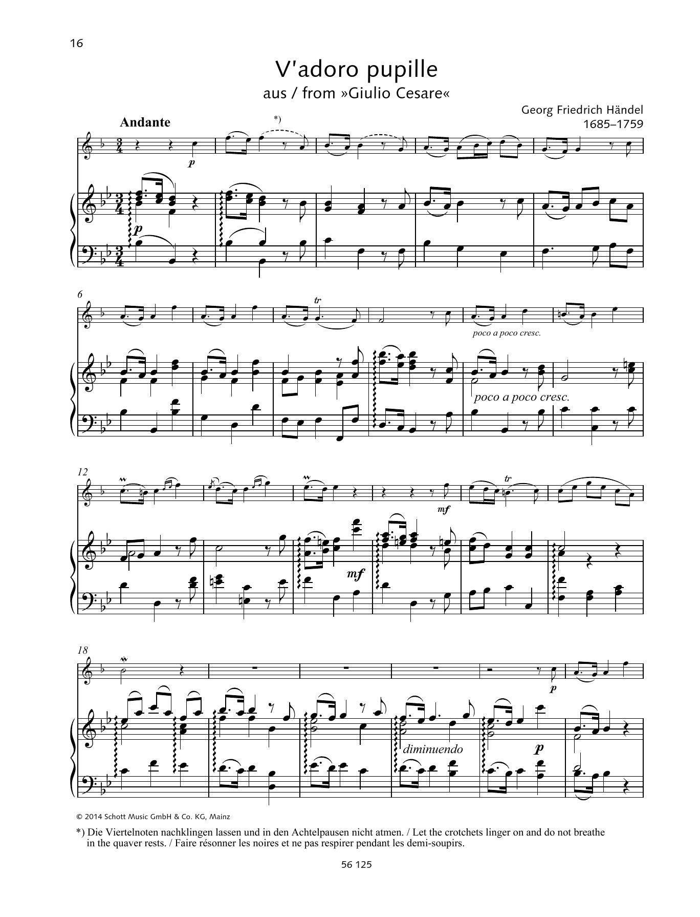 George Frideric Handel V'adoro Pupille Sheet Music Notes & Chords for Brass Solo - Download or Print PDF