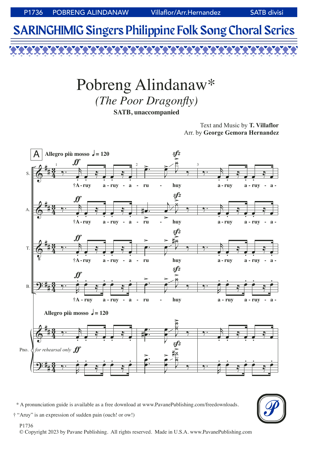 George Gemora Hernandez Pobreng Alindanaw (The Poor Dragonfly) Sheet Music Notes & Chords for SATB Choir - Download or Print PDF