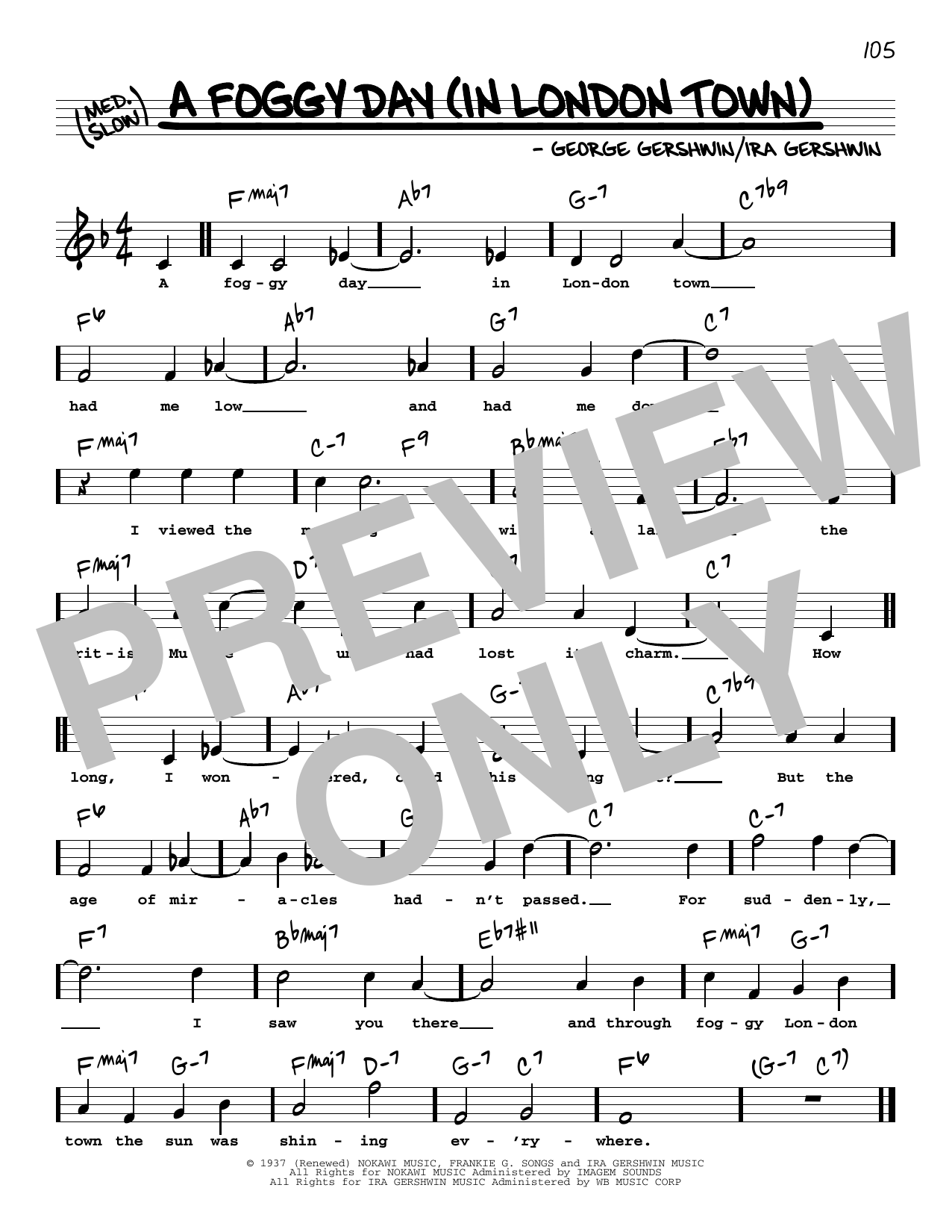 George Gershwin & Ira Gershwin A Foggy Day (In London Town) (High Voice) (from A Damsel In Distress) Sheet Music Notes & Chords for Real Book – Melody, Lyrics & Chords - Download or Print PDF