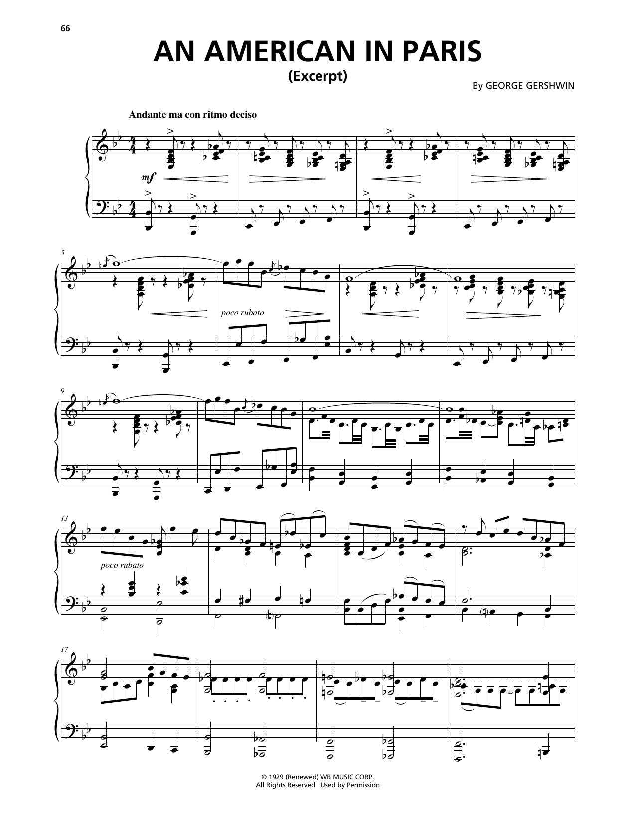 George Gershwin & Ira Gershwin An American In Paris (from An American In Paris) Sheet Music Notes & Chords for Piano Solo - Download or Print PDF