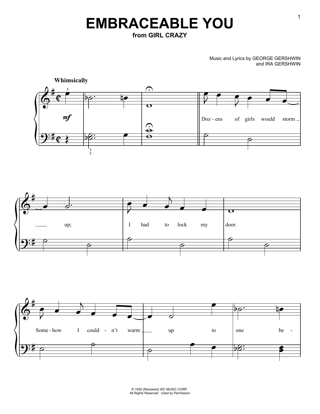 George Gershwin & Ira Gershwin Embraceable You Sheet Music Notes & Chords for Very Easy Piano - Download or Print PDF