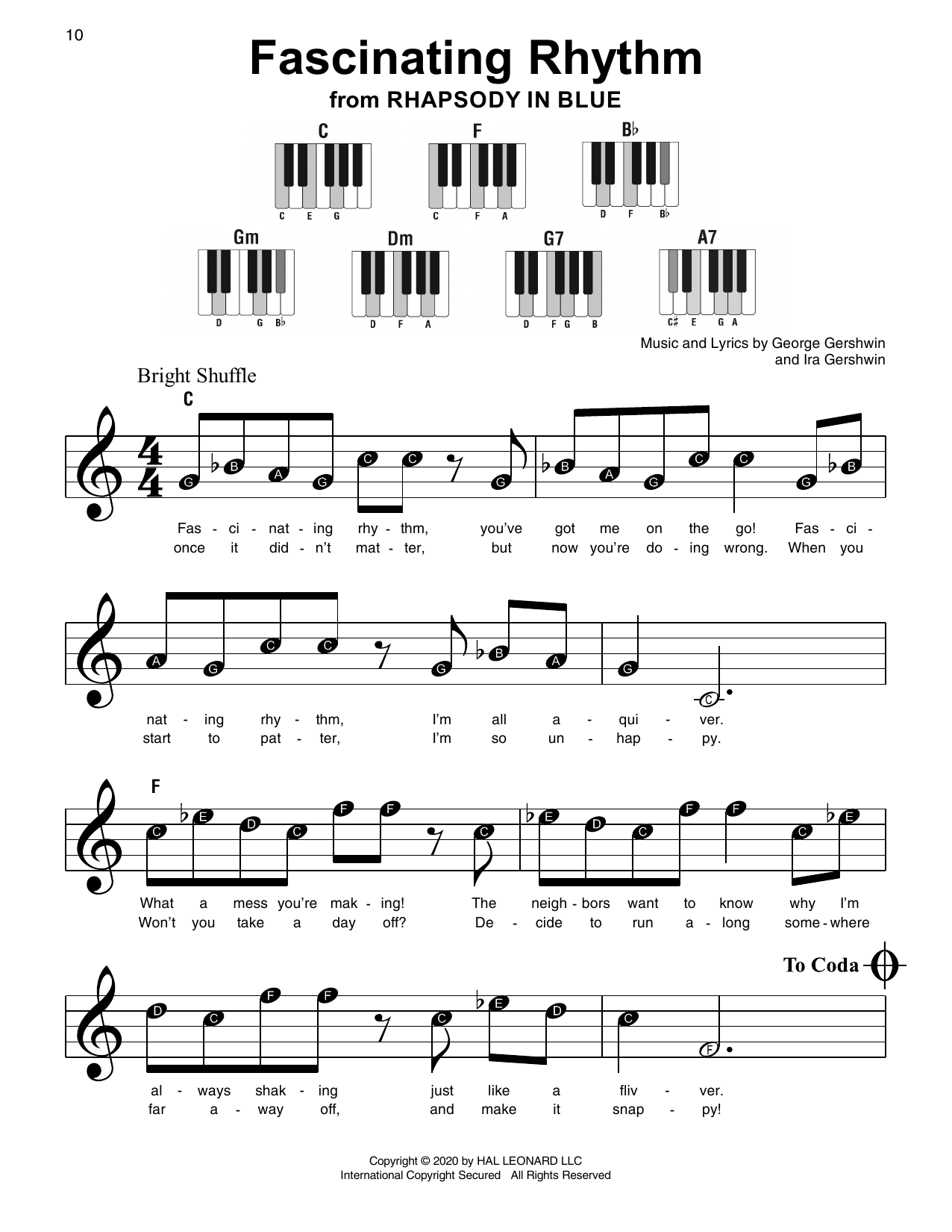 George Gershwin & Ira Gershwin Fascinating Rhythm (from Rhapsody in Blue) Sheet Music Notes & Chords for Super Easy Piano - Download or Print PDF