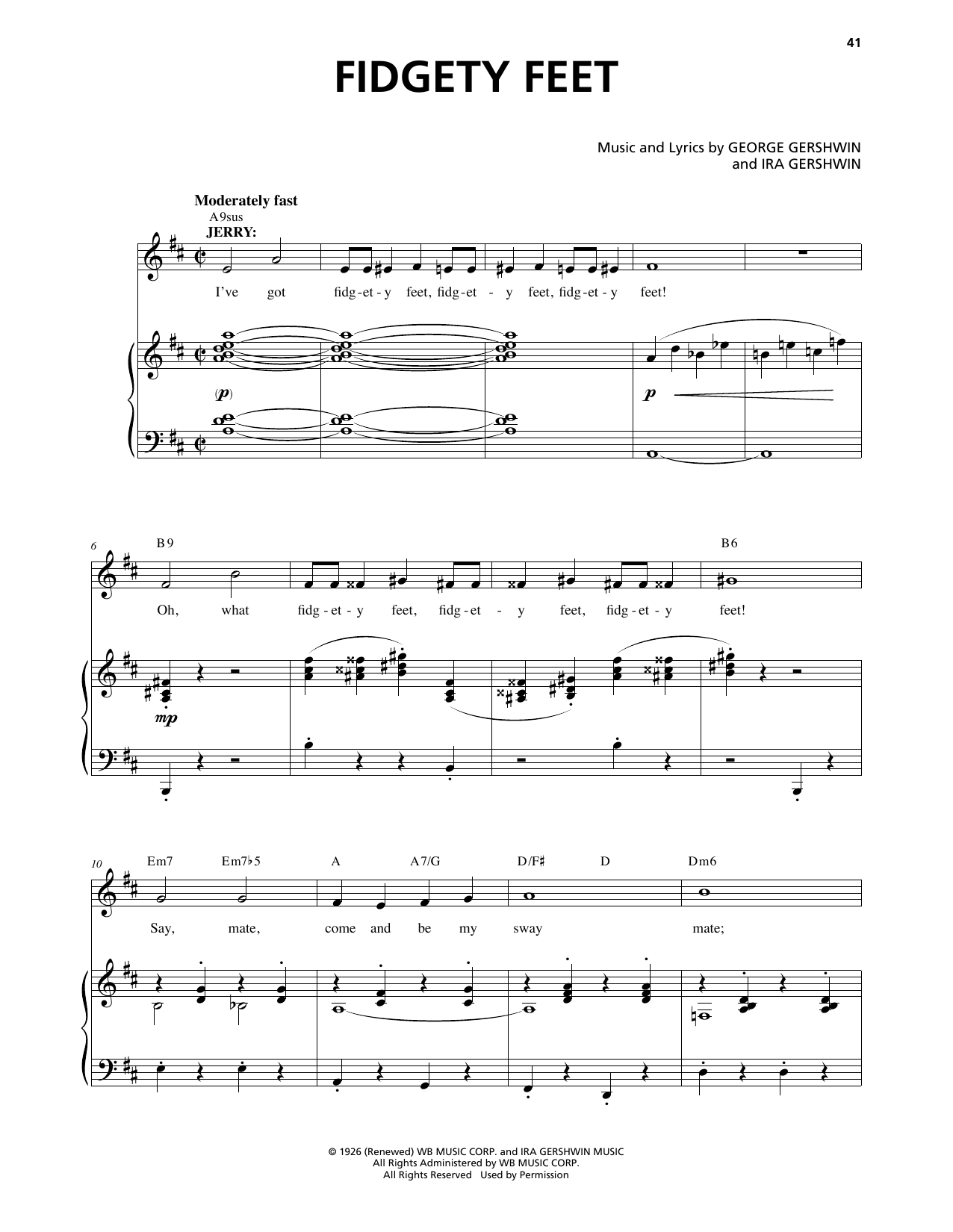 George Gershwin & Ira Gershwin Fidgety Feet (from An American In Paris) Sheet Music Notes & Chords for Piano & Vocal - Download or Print PDF