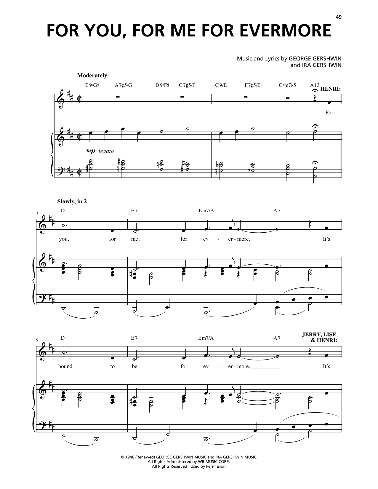 George Gershwin & Ira Gershwin For You, For Me For Evermore (from An American In Paris) Sheet Music Notes & Chords for Piano & Vocal - Download or Print PDF