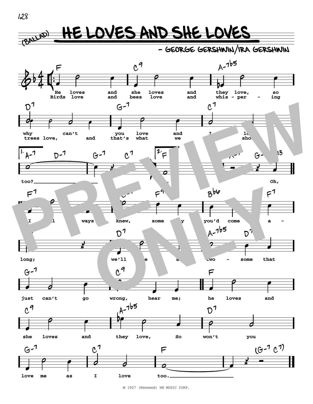 George Gershwin & Ira Gershwin He Loves And She Loves (High Voice) (from Funny Face) Sheet Music Notes & Chords for Real Book – Melody, Lyrics & Chords - Download or Print PDF