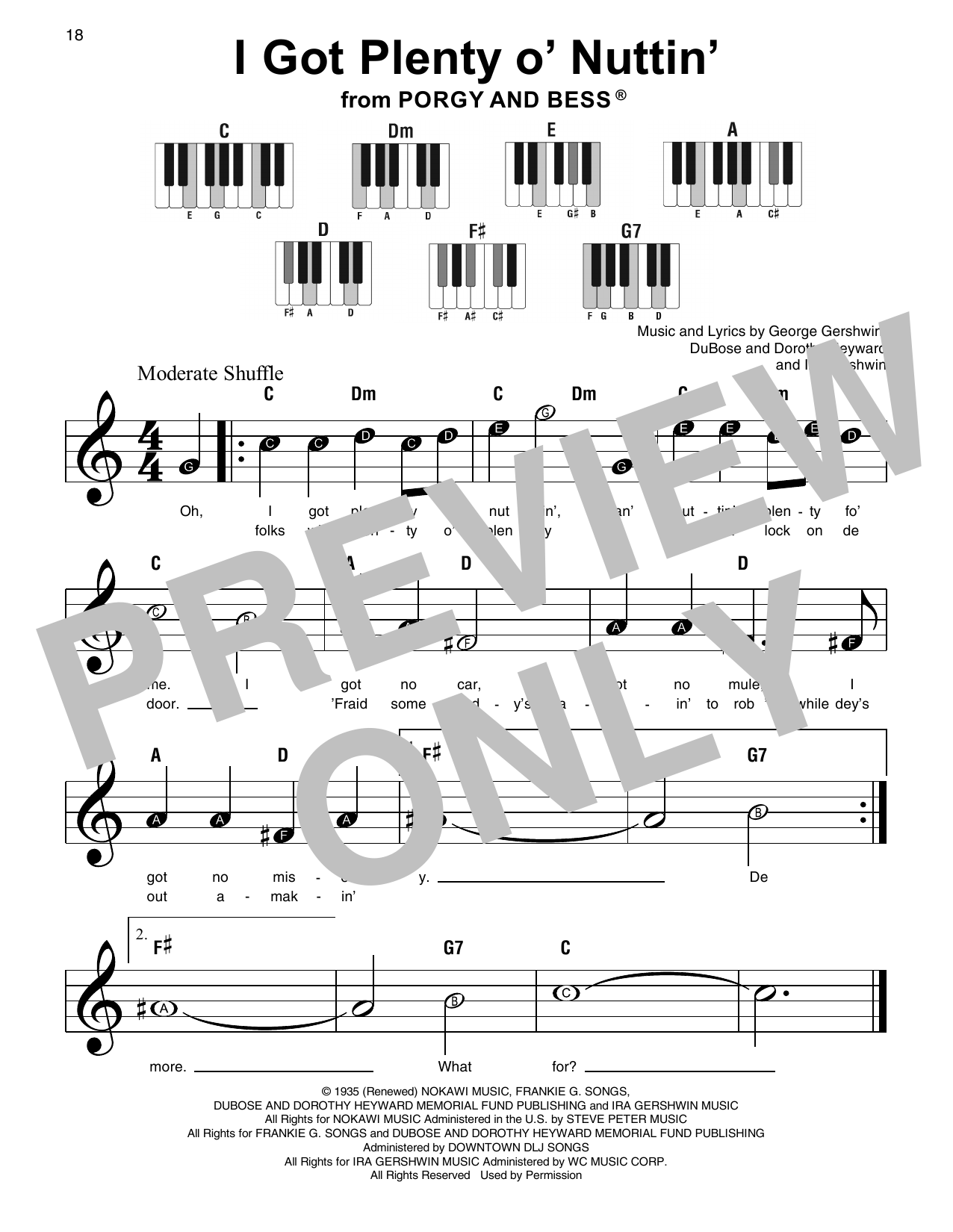 George Gershwin & Ira Gershwin I Got Plenty O' Nuttin' (from Porgy and Bess) Sheet Music Notes & Chords for Super Easy Piano - Download or Print PDF