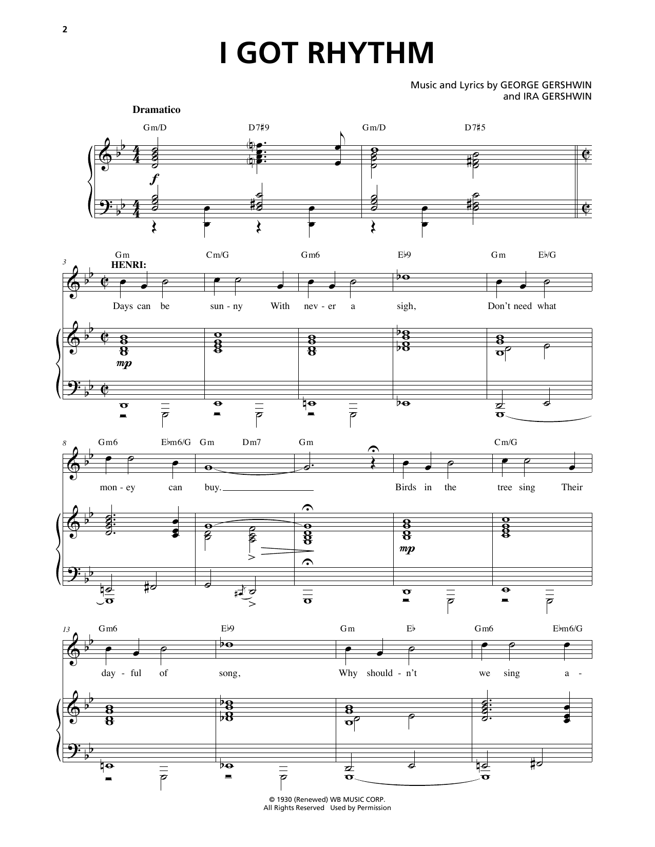 George Gershwin & Ira Gershwin I Got Rhythm (from An American In Paris) Sheet Music Notes & Chords for Piano & Vocal - Download or Print PDF
