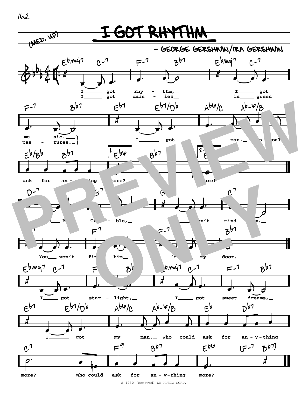 George Gershwin & Ira Gershwin I Got Rhythm (Low Voice) Sheet Music Notes & Chords for Real Book – Melody, Lyrics & Chords - Download or Print PDF