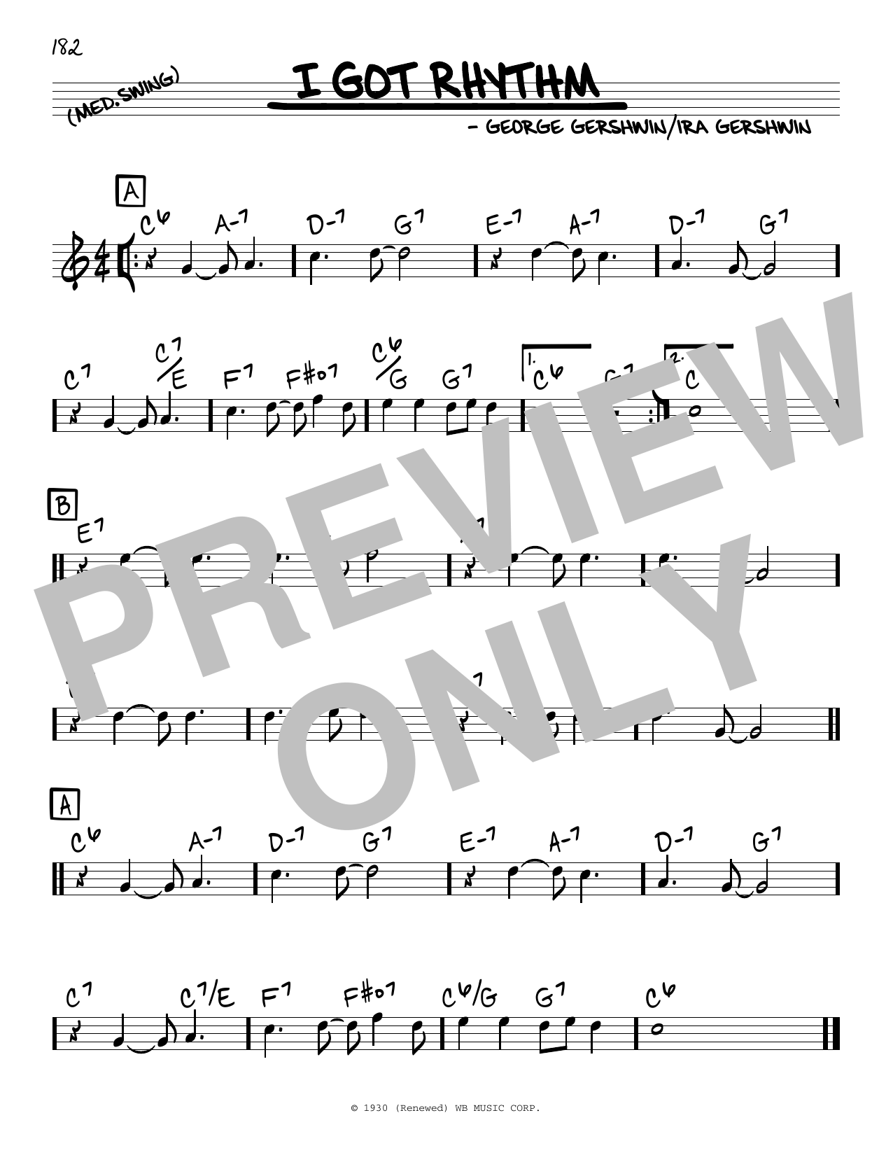 George Gershwin & Ira Gershwin I Got Rhythm Sheet Music Notes & Chords for Real Book – Melody & Chords - Download or Print PDF