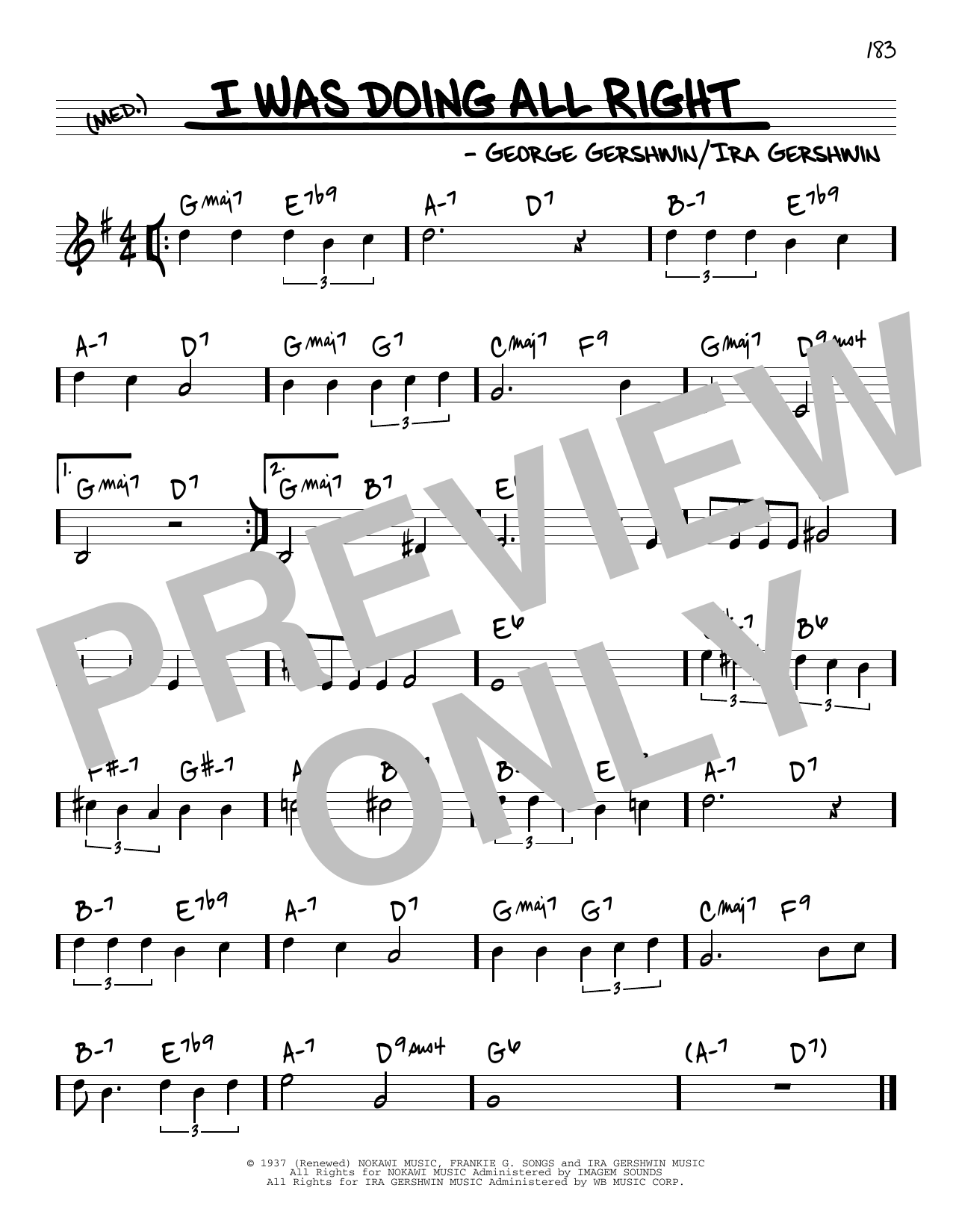 George Gershwin & Ira Gershwin I Was Doing All Right Sheet Music Notes & Chords for Real Book – Melody & Chords - Download or Print PDF