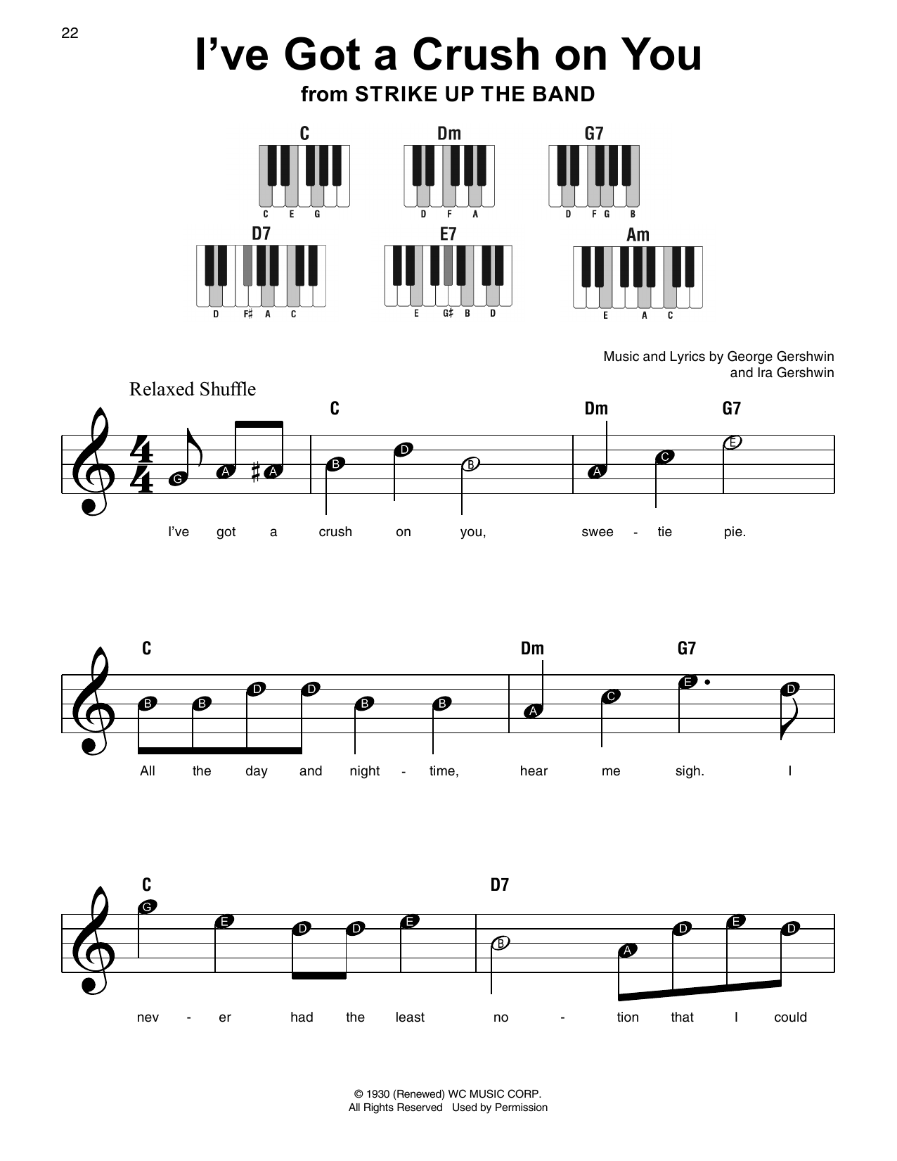 George Gershwin & Ira Gershwin I've Got A Crush On You (from Strike Up The Band) Sheet Music Notes & Chords for Super Easy Piano - Download or Print PDF