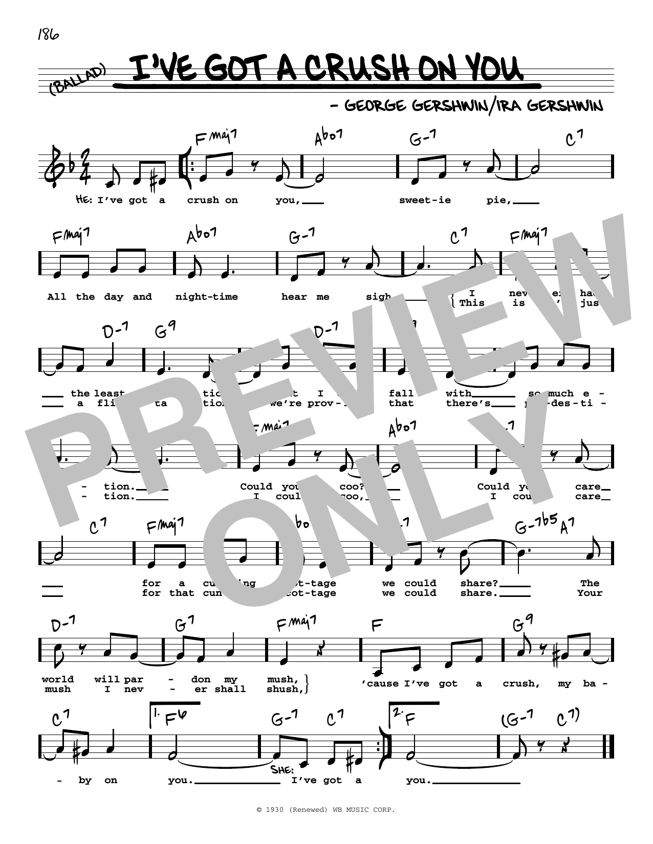 George Gershwin & Ira Gershwin I've Got A Crush On You (Low Voice) Sheet Music Notes & Chords for Real Book – Melody, Lyrics & Chords - Download or Print PDF