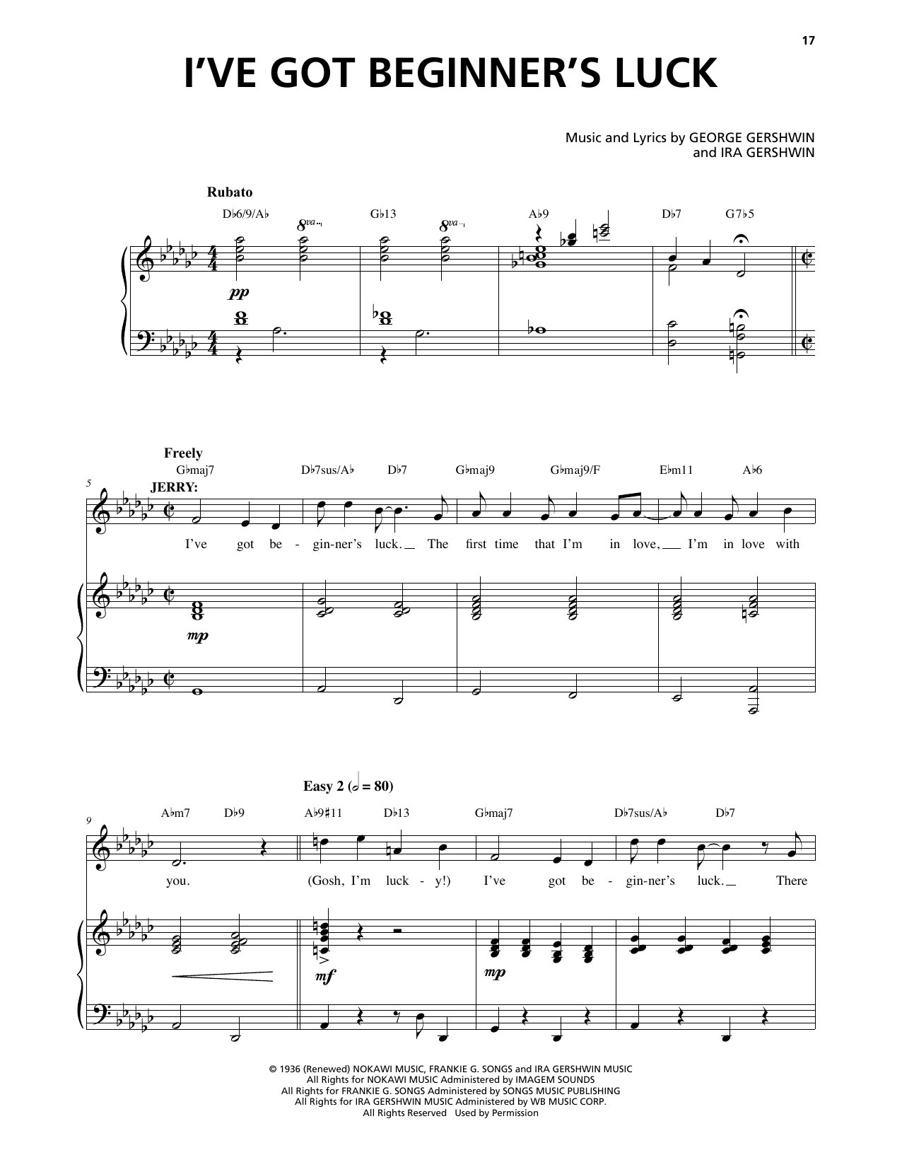 George Gershwin & Ira Gershwin I've Got Beginner's Luck (from An American In Paris) Sheet Music Notes & Chords for Piano & Vocal - Download or Print PDF