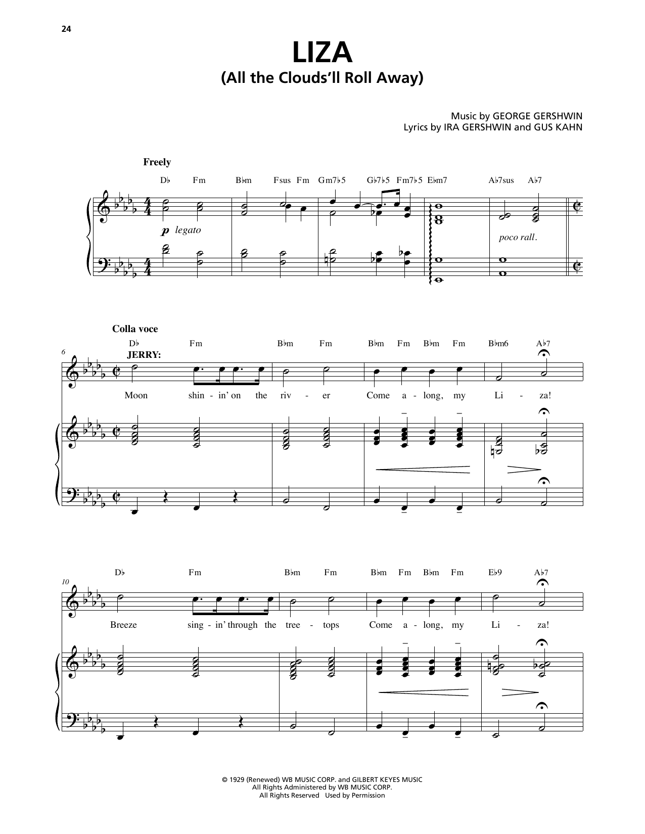George Gershwin & Ira Gershwin Liza (All The Clouds'll Roll Away) (from An American In Paris) Sheet Music Notes & Chords for Piano & Vocal - Download or Print PDF