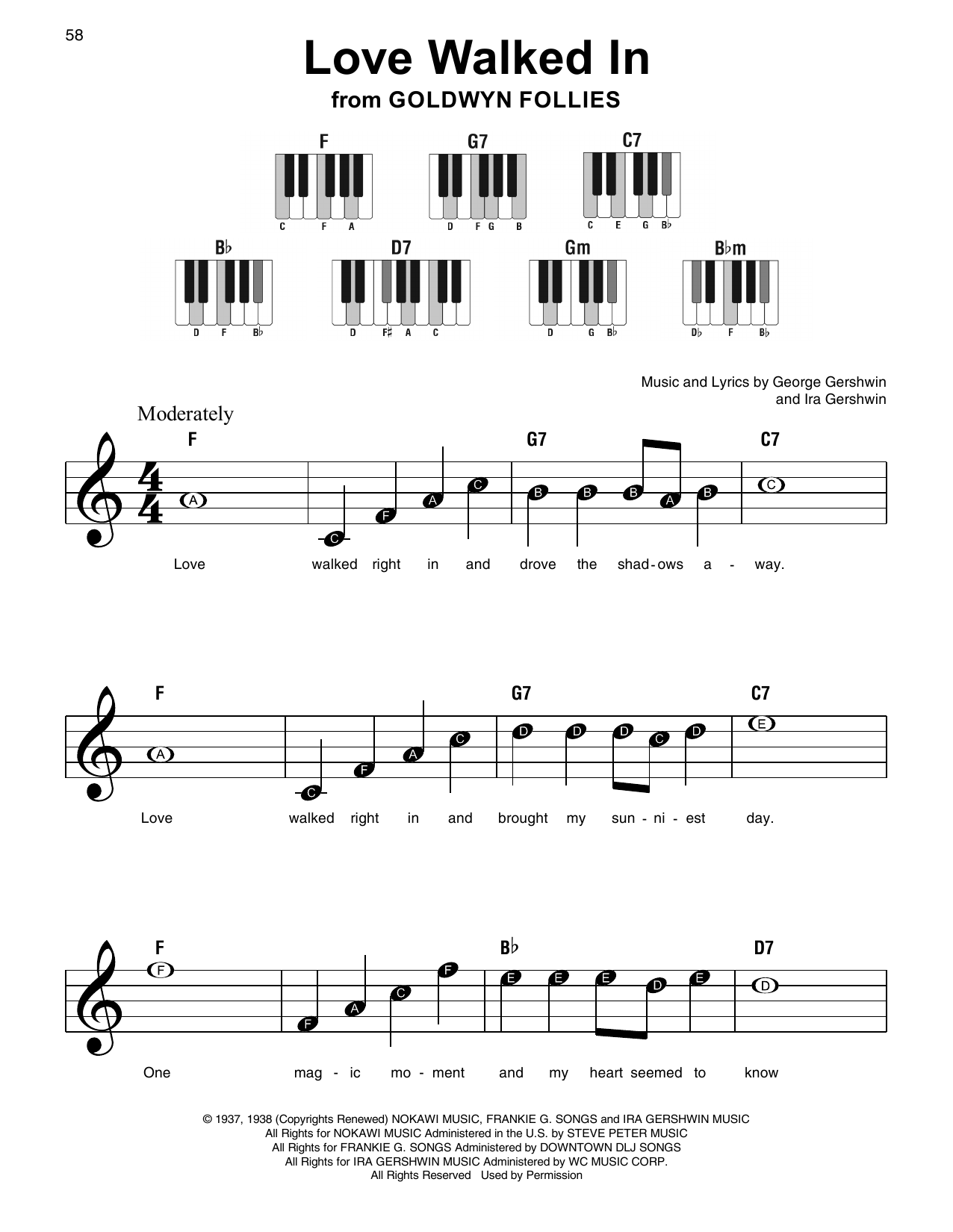 George Gershwin & Ira Gershwin Love Walked In (from Goldwyn Follies) Sheet Music Notes & Chords for Super Easy Piano - Download or Print PDF