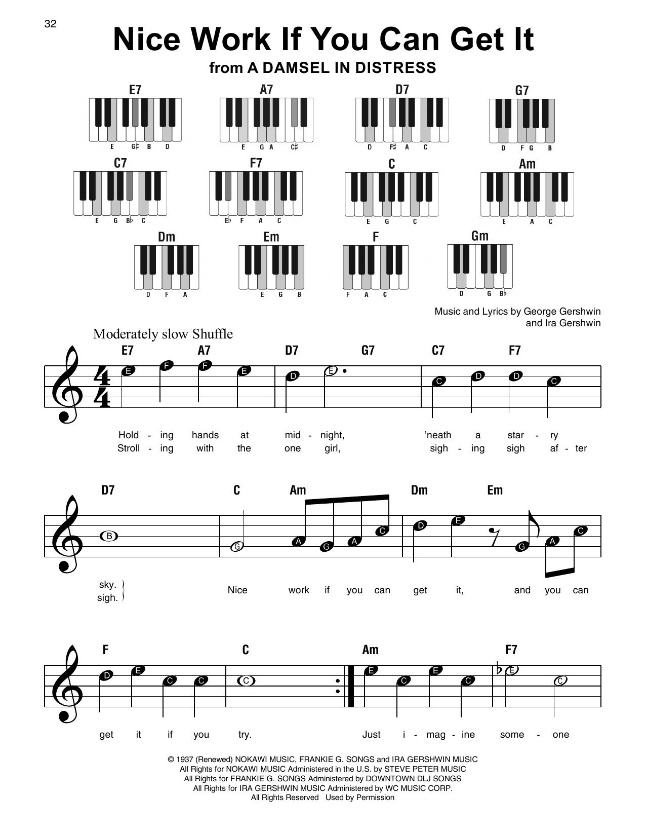 George Gershwin & Ira Gershwin Nice Work If You Can Get It (from A Damsel In Distress) Sheet Music Notes & Chords for Super Easy Piano - Download or Print PDF