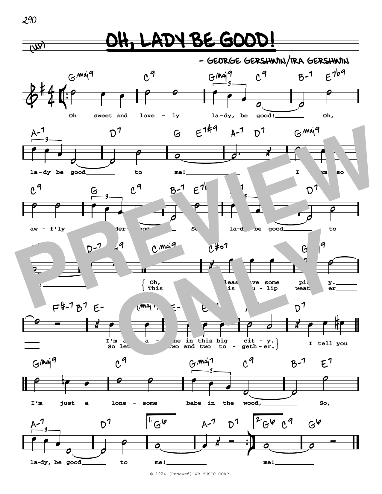 George Gershwin & Ira Gershwin Oh, Lady Be Good! (High Voice) (from Lady, Be Good!) Sheet Music Notes & Chords for Real Book – Melody, Lyrics & Chords - Download or Print PDF