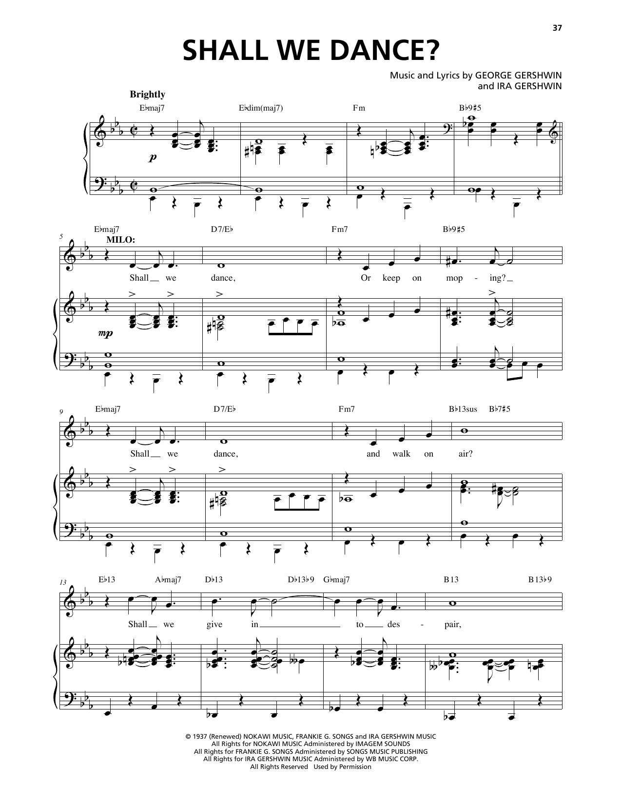 George Gershwin & Ira Gershwin Shall We Dance? (from An American In Paris) Sheet Music Notes & Chords for Piano & Vocal - Download or Print PDF