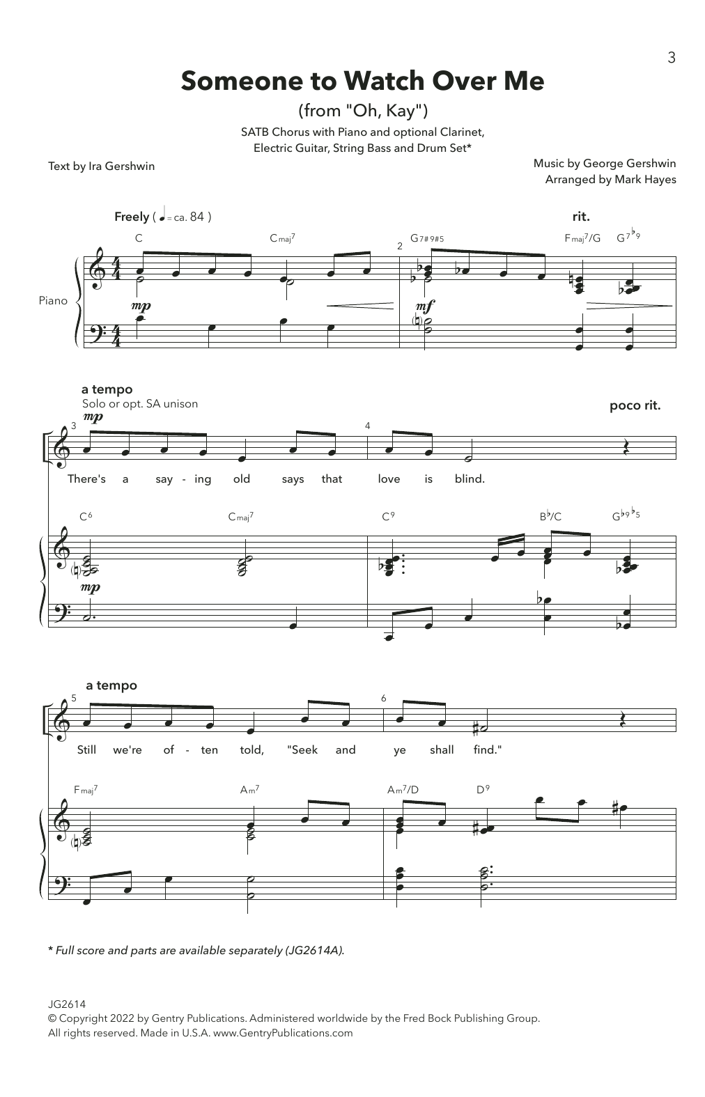 George Gershwin & Ira Gershwin Someone to Watch Over Me (arr. Mark Hayes) Sheet Music Notes & Chords for SATB Choir - Download or Print PDF