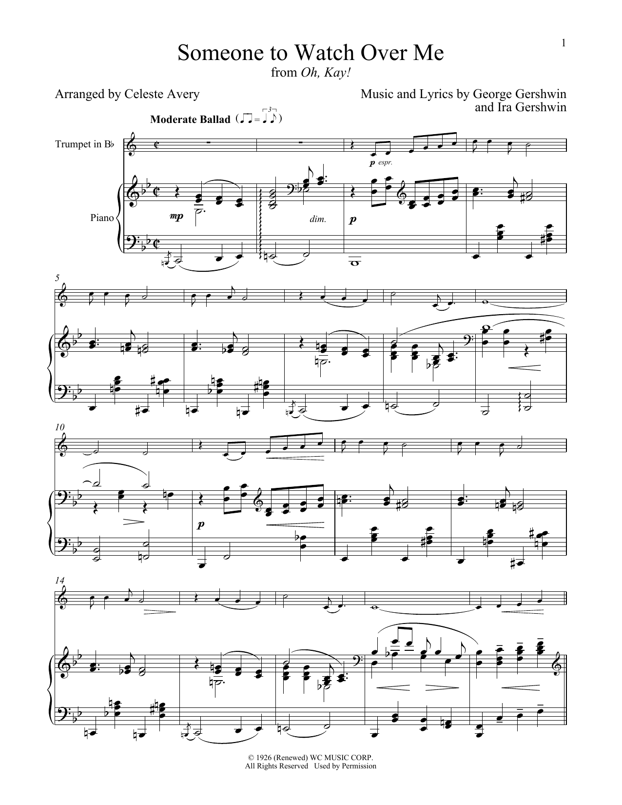 George Gershwin & Ira Gershwin Someone To Watch Over Me (from Oh, Kay!) Sheet Music Notes & Chords for Trumpet and Piano - Download or Print PDF