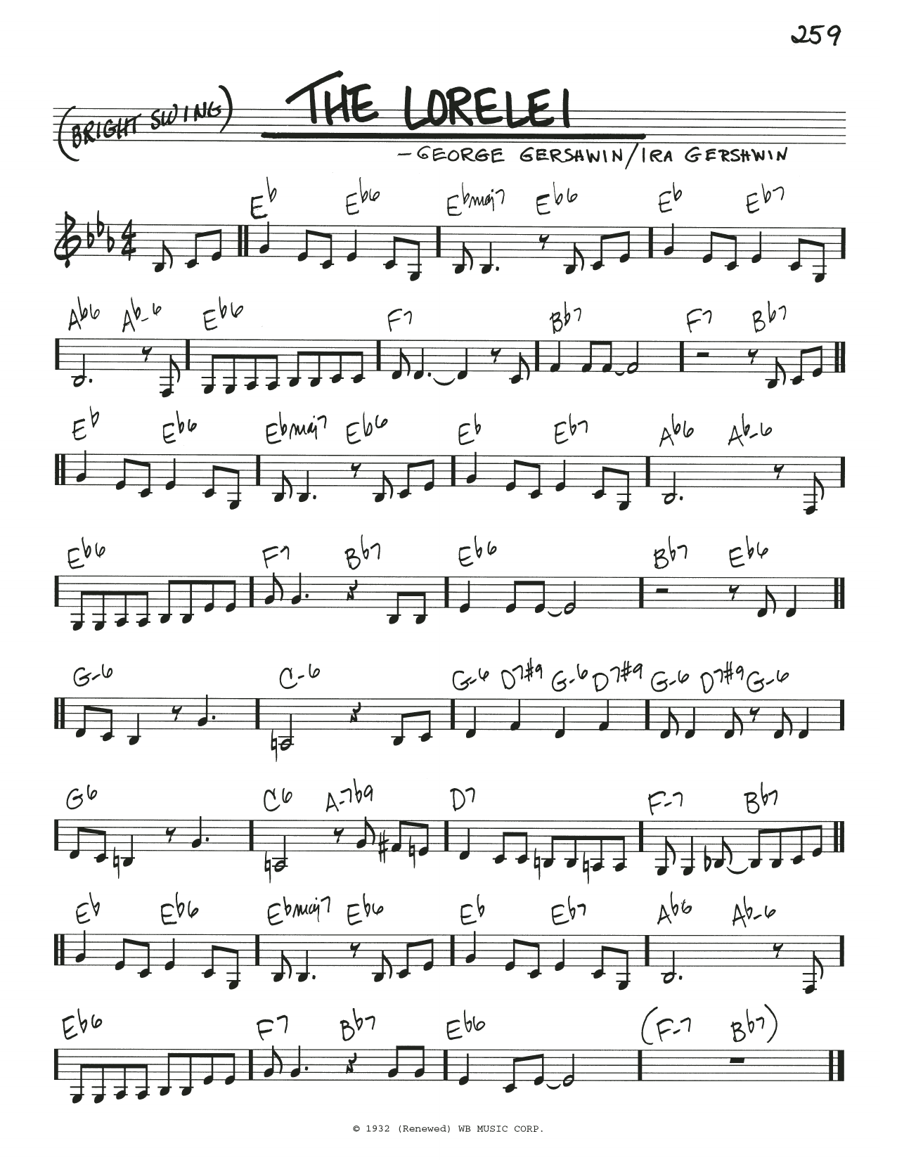 George Gershwin & Ira Gershwin The Lorelei Sheet Music Notes & Chords for Real Book – Melody & Chords - Download or Print PDF