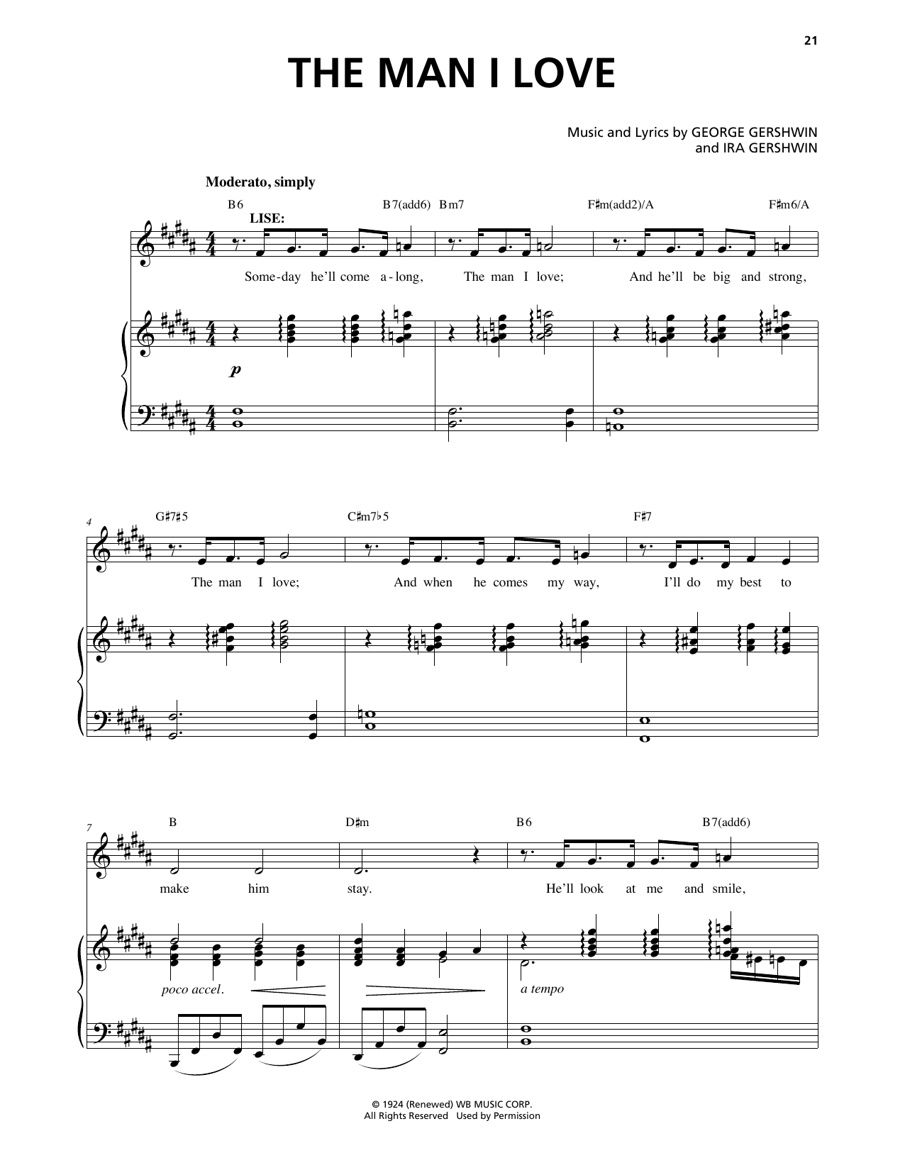 George Gershwin & Ira Gershwin The Man I Love (from An American In Paris) Sheet Music Notes & Chords for Piano & Vocal - Download or Print PDF
