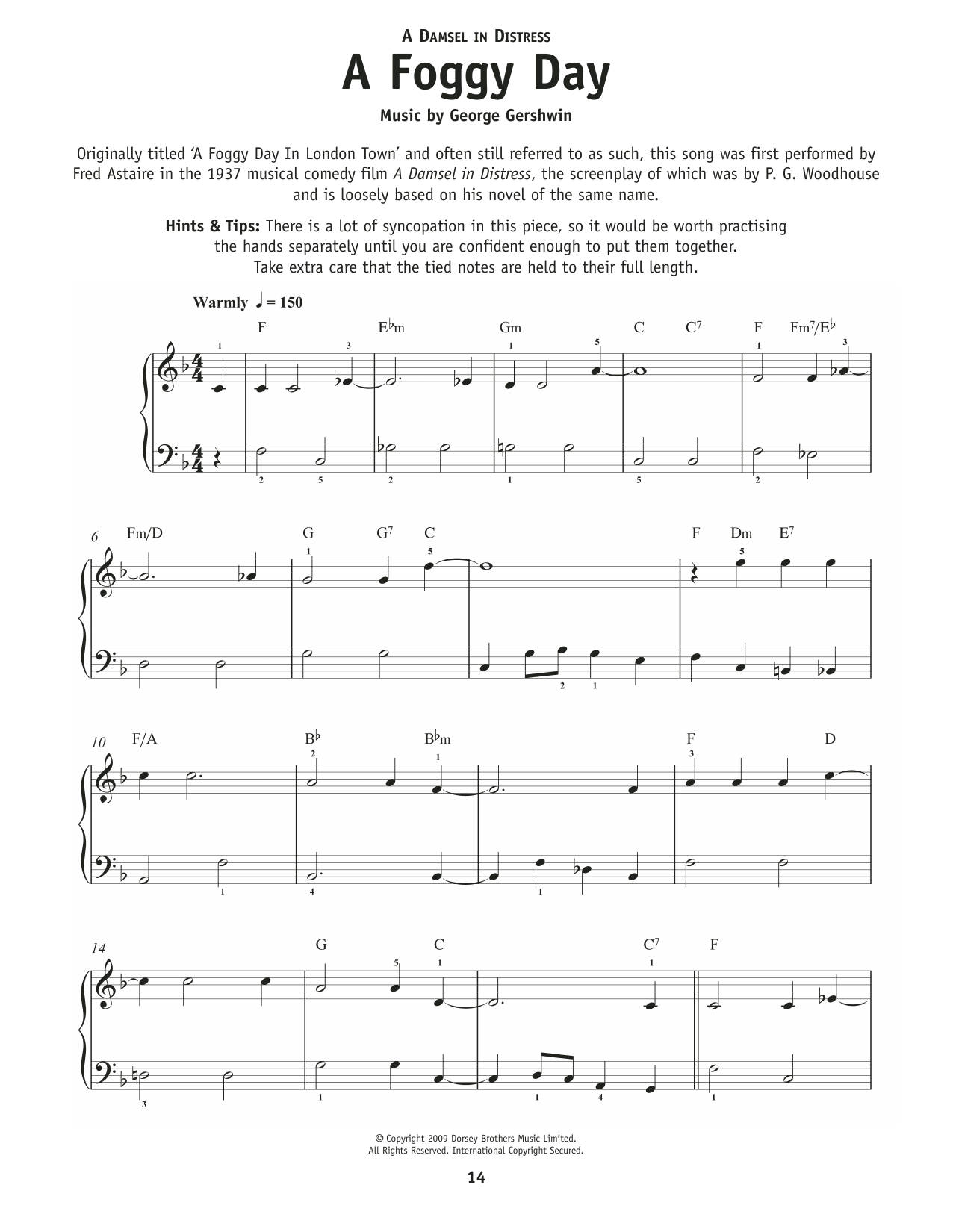 George Gershwin A Foggy Day (In London Town) (from A Damsel In Distress) Sheet Music Notes & Chords for Really Easy Piano - Download or Print PDF