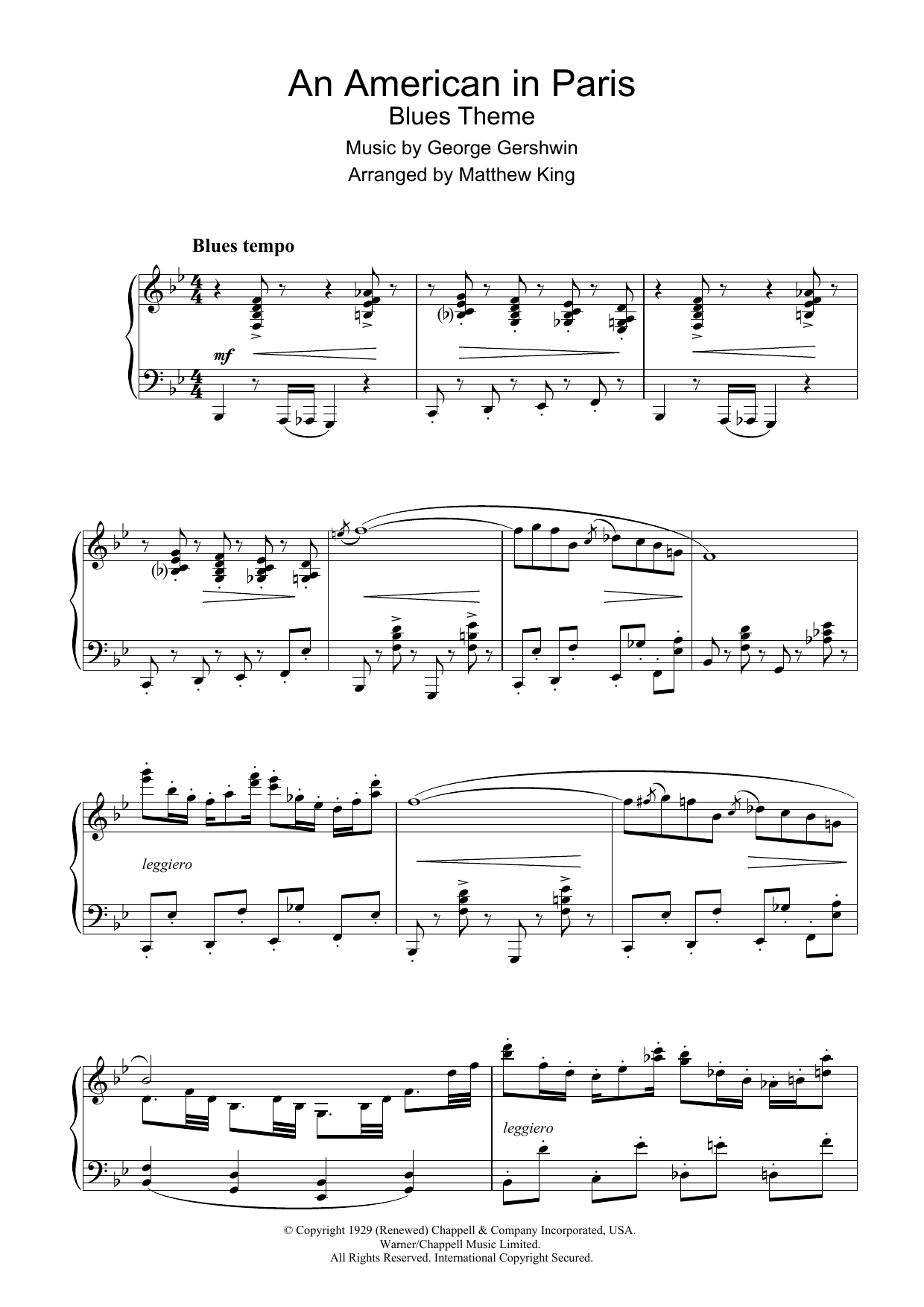 George Gershwin An American In Paris Sheet Music Notes & Chords for Easy Piano - Download or Print PDF