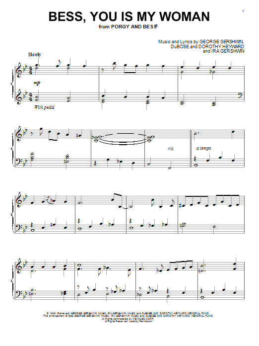 George Gershwin Bess, You Is My Woman Sheet Music Notes & Chords for Piano Solo - Download or Print PDF