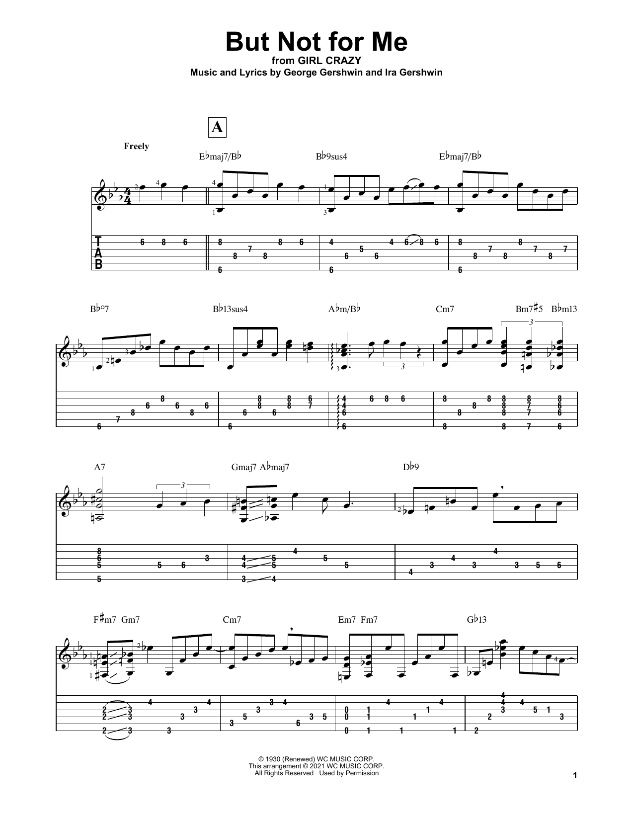 George Gershwin But Not For Me (arr. Matt Otten) Sheet Music Notes & Chords for Solo Guitar - Download or Print PDF