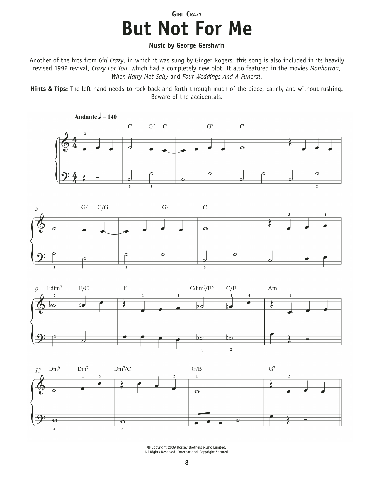 George Gershwin But Not For Me (from Girl Crazy) Sheet Music Notes & Chords for Really Easy Piano - Download or Print PDF