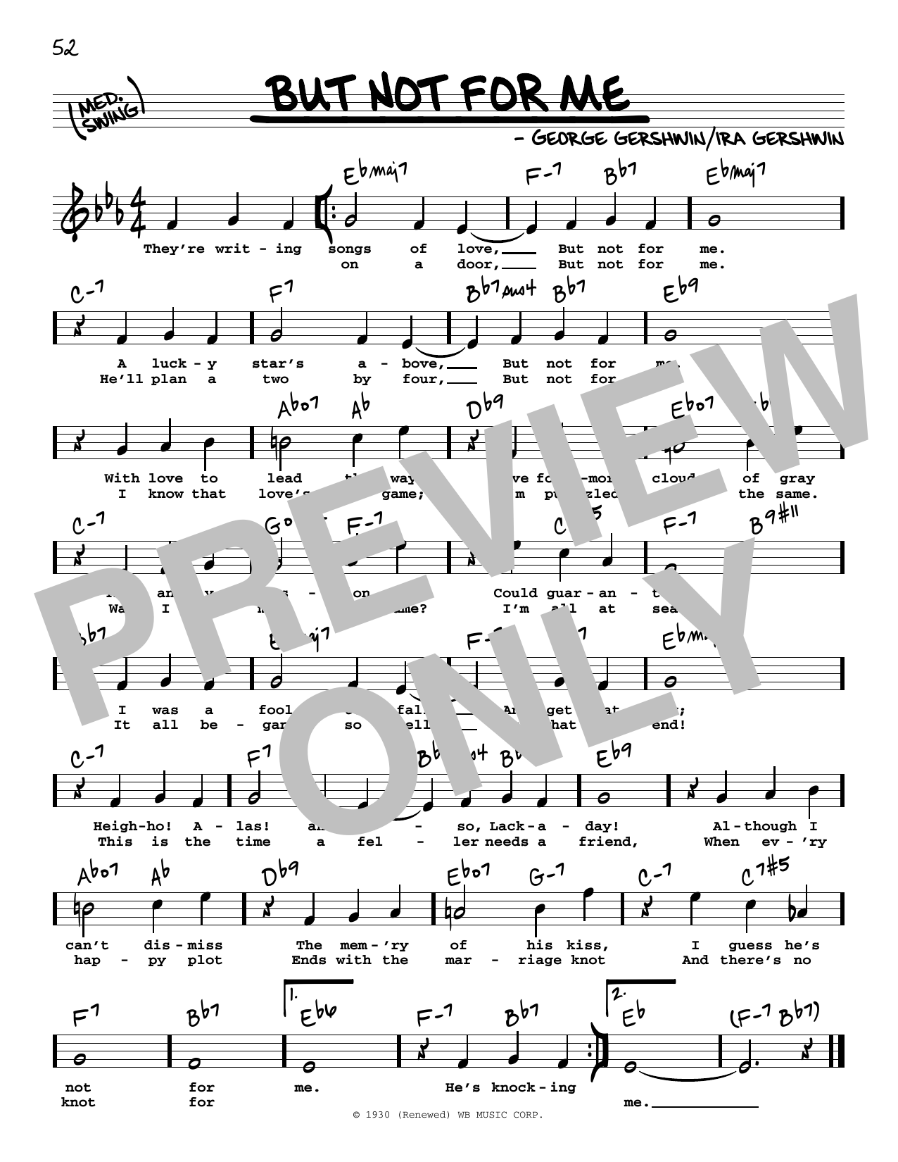 George Gershwin But Not For Me (High Voice) Sheet Music Notes & Chords for Real Book – Melody, Lyrics & Chords - Download or Print PDF