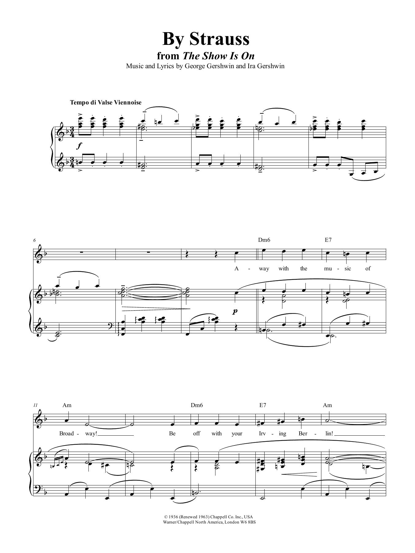 George Gershwin By Strauss Sheet Music Notes & Chords for Piano & Vocal - Download or Print PDF