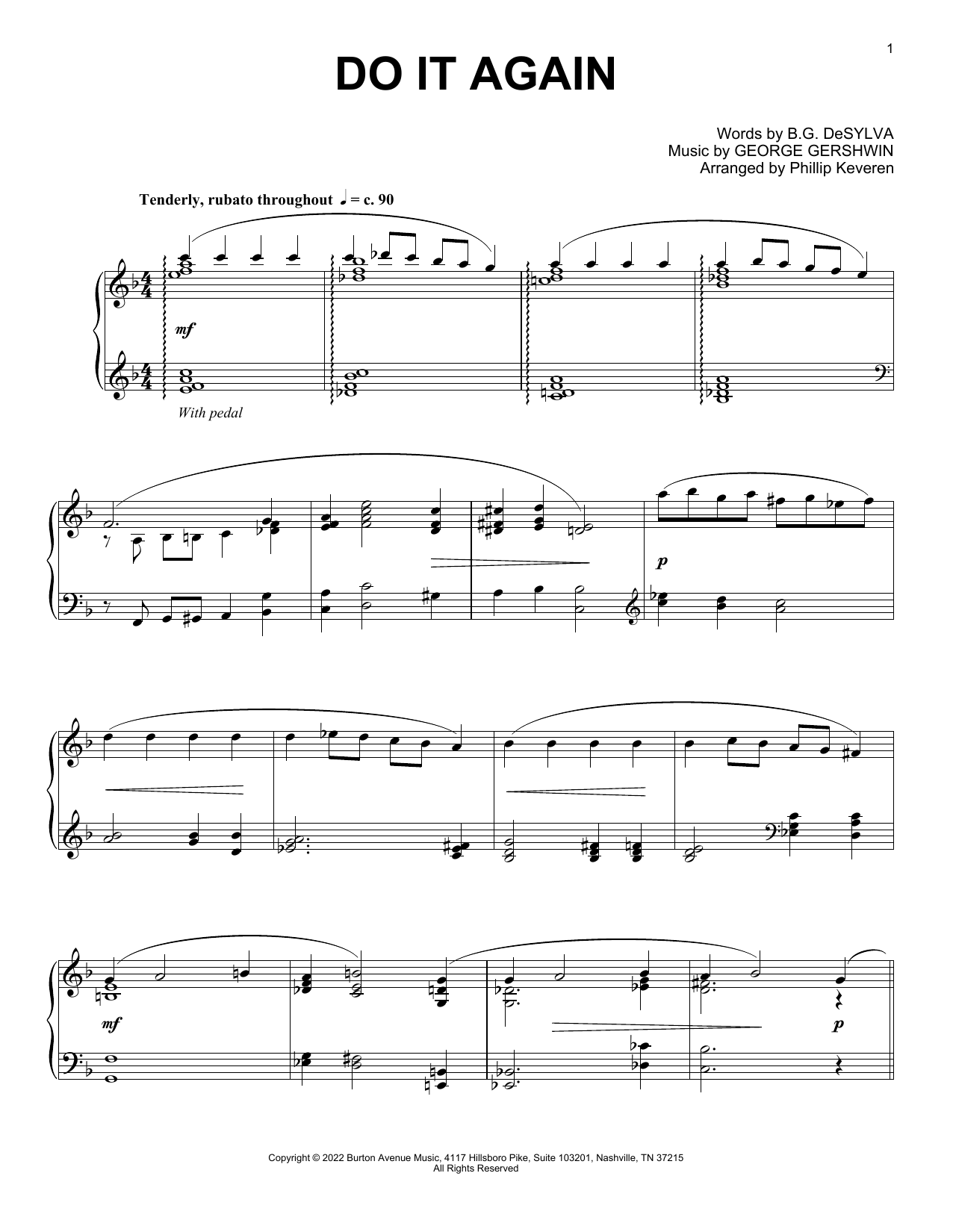 George Gershwin Do It Again (arr. Phillip Keveren) Sheet Music Notes & Chords for Piano Solo - Download or Print PDF George Gershwin Do It Again (arr. Phillip Keveren) Sheet Music Notes & Chords for Piano Solo - Download or Print PDF