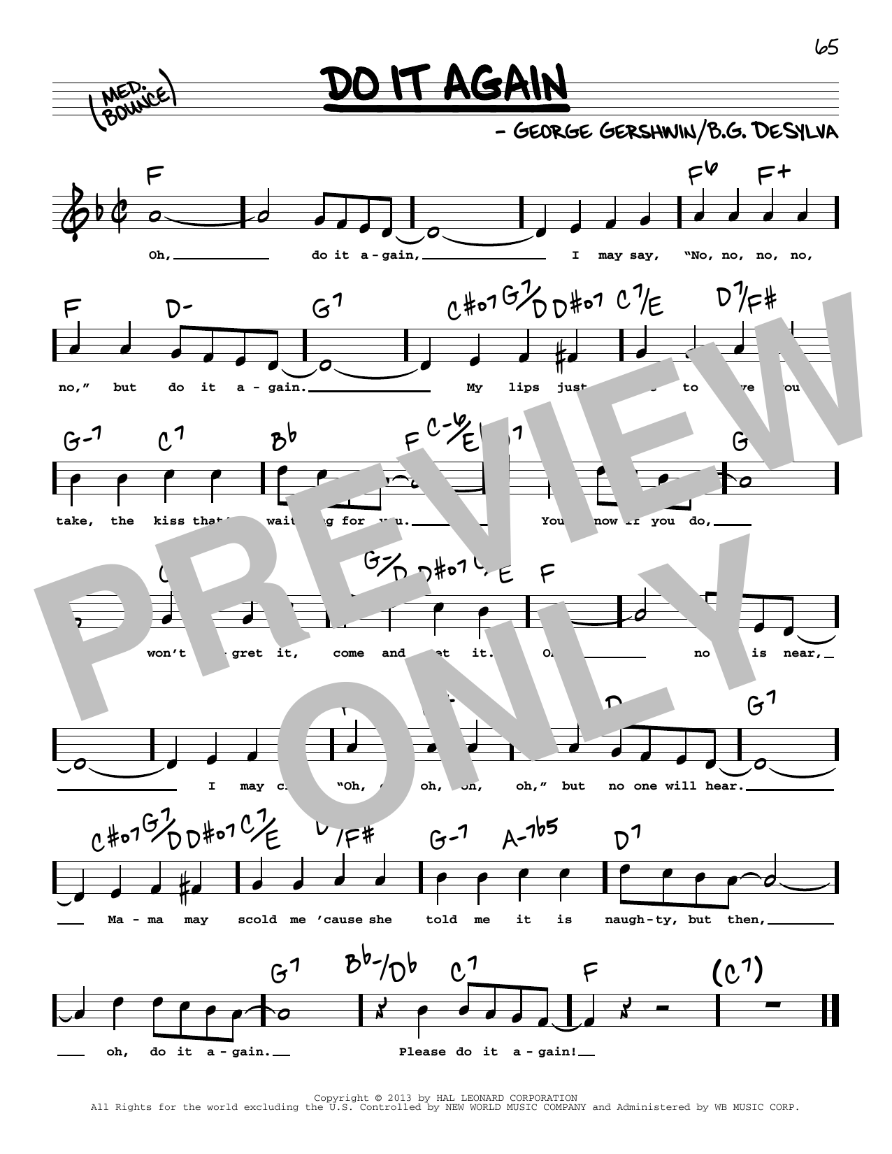 George Gershwin Do It Again (High Voice) Sheet Music Notes & Chords for Real Book – Melody, Lyrics & Chords - Download or Print PDF